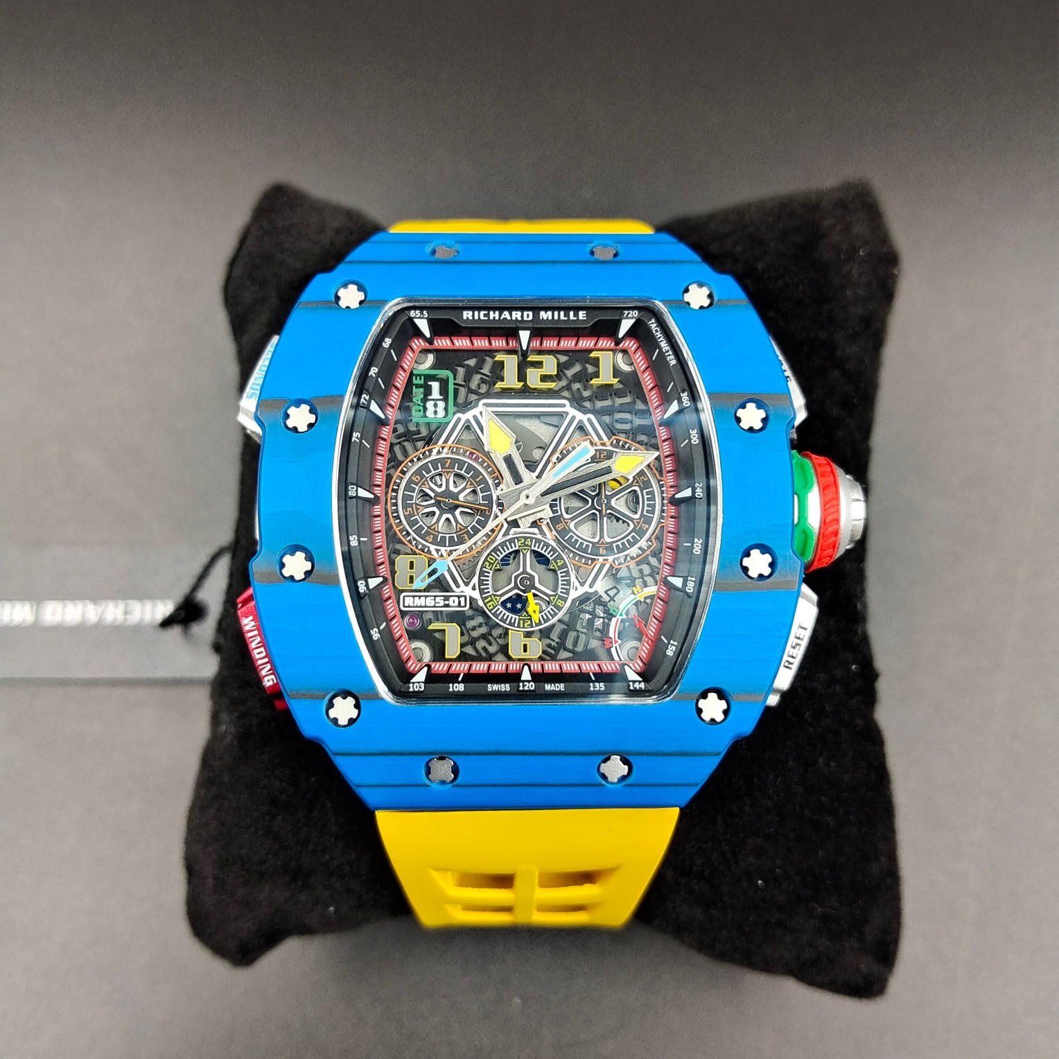 NO:337078,【RICHARD MILLE】Richard Miller RM65-01 new craftsmanship, fashionable and avant-garde hollow design latest special model, high-end men's watch, high-end mineral scratch-resistant mirror glass, equipped with 316L stainless steel case, wear-resistant natural imported rubber strap, fully automatic imported mechanical movement, size 49×41mm×15mm, the pinnacle work surpasses the ordinary, I recommend men's watches for you exquisite inheritance of real effects, guarantee of quality!  ,19860909【 RICHARD MILLE】理查德米勒 RM65-01全新工艺时尚更前卫镂空设计最新特别款 精品男士腕表 高端矿物质防刮镜面玻璃,配置316L精钢表壳,耐磨天然进口橡胶表带,全自动进口机械机芯 尺寸49×41mm×15mm 巅峰之作超越平凡 为你精致推荐男士臻品腕表 精致传承真实效果 品质的保证！,,Watch