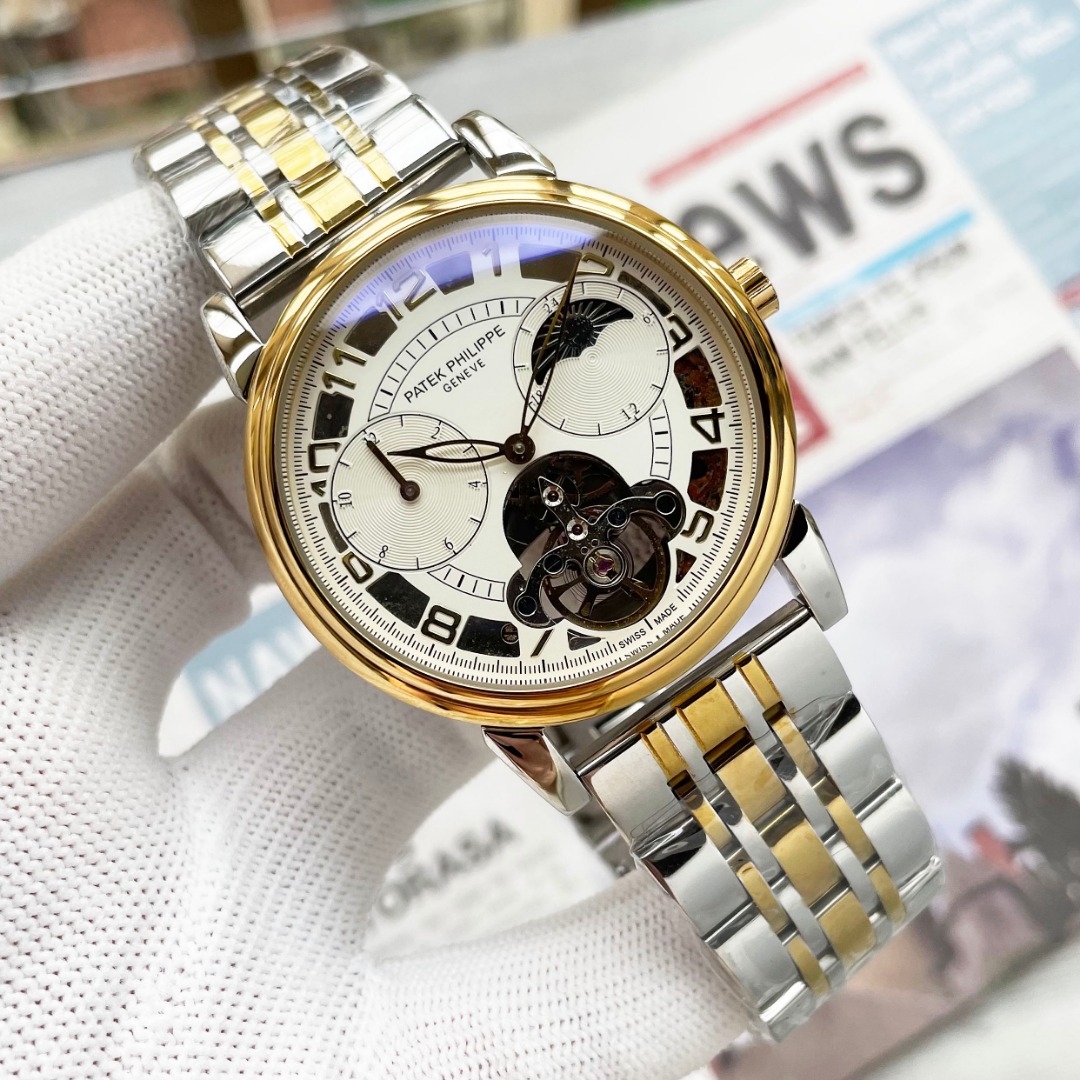 NO:943112,Platinum Steel 10 Brand: Patek Philippe (2-pin new product, business casual) Luxurious and atmospheric type of exquisite men's watch (new product) Strap Genuine cowhide leather strap (comfortable)/361 stainless steel strap (durable) Movement: Imported fully automatic mechanical movement) Material Sapphire scratch-resistant mirror (high definition, wear-resistant) Atmospheric and explosive style Loving style Wrist treasure Unique ingenuity Size diameter 42mm thickness 12mm Hot sale on the market!  ,,patek philippe,cowhide19860909白金 钢10 品牌:百达翡丽 (2针新品,商务休闲）奢华大气类型精致男士腕表（新品）表带真牛皮表带(舒适)/361精钢表带（耐用）机芯:进口全自动机械机芯）材料蓝宝石防刮镜面（高清,耐磨）大气爆款 豪情风格 腕间瑰宝 匠心独蕴 尺寸直径42mm厚度12mm热卖上市！,,patek philippe,cowhide,Watch