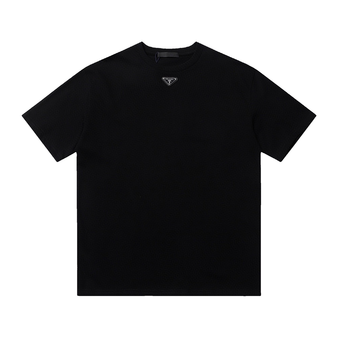 Prada Fashion
 Clothing T-Shirt Black White Unisex Cotton Spring/Summer Collection Short Sleeve