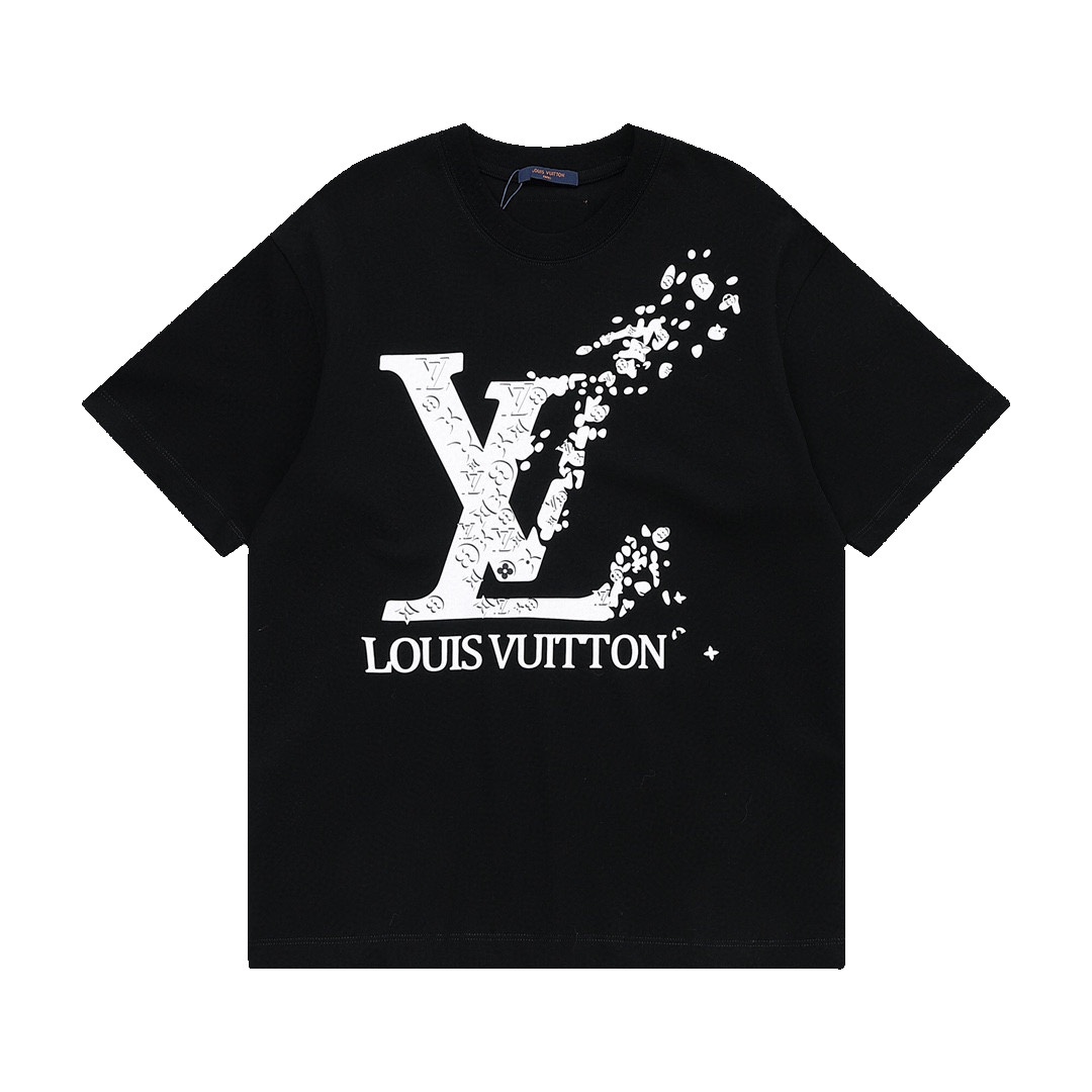 Louis Vuitton Men's Black Cotton Logo T-Shirt, Short Sleeve, S-XL 2 i1715780662 7368 1