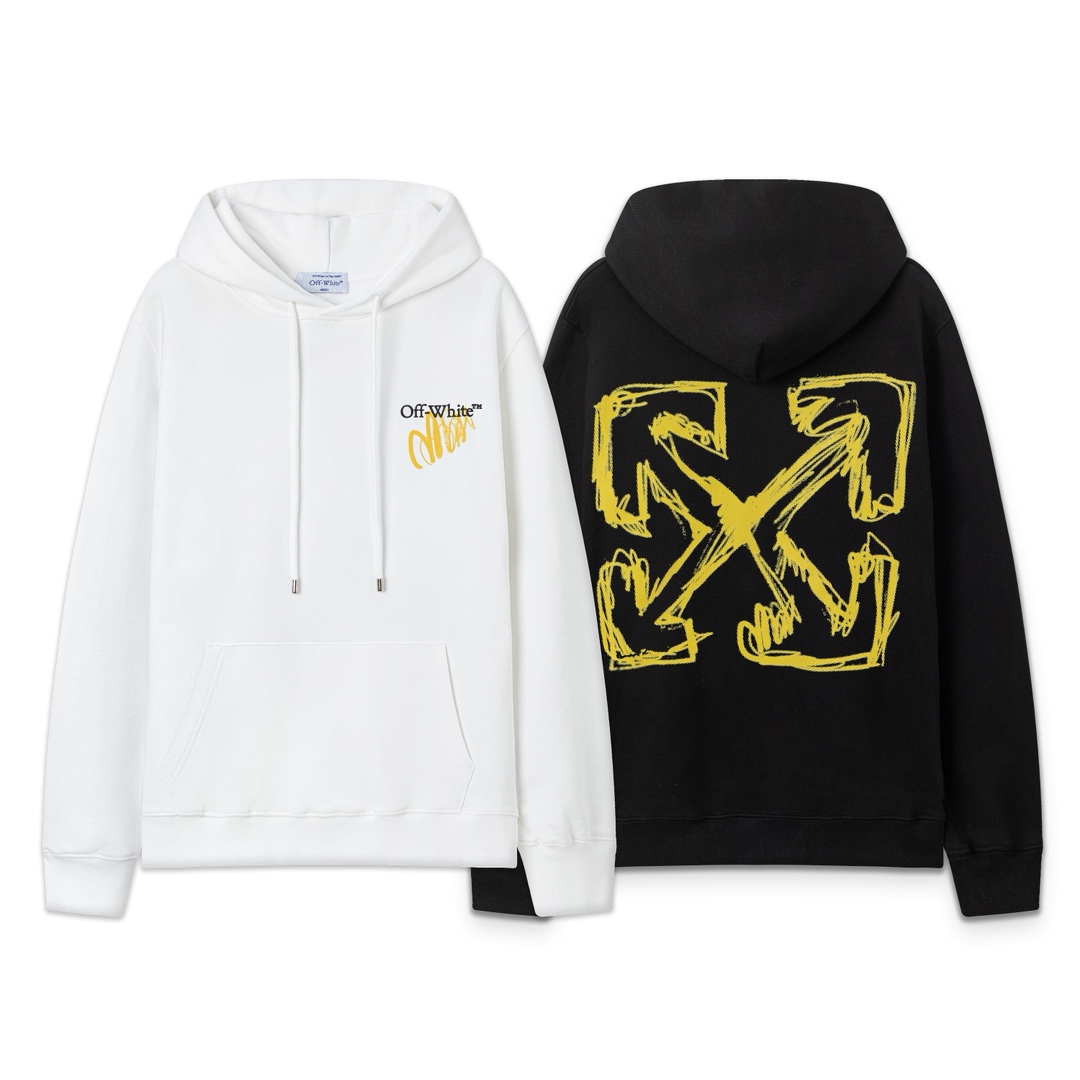 9098#P113, off white 25ss nuevo sudadera con capucha de corte holgado con graffiti y flecha Colores: negro, blanco Tall…