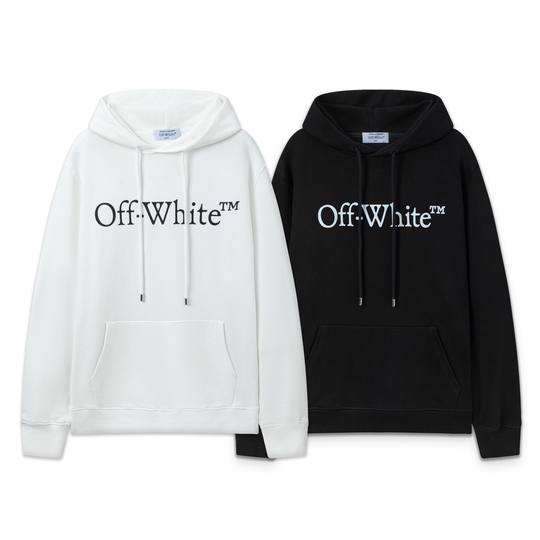 9093#P113, off white 25ss nuevo sudadera con capucha de corte holgado con letras Colores: negro, blanco Tallas: S M L XL