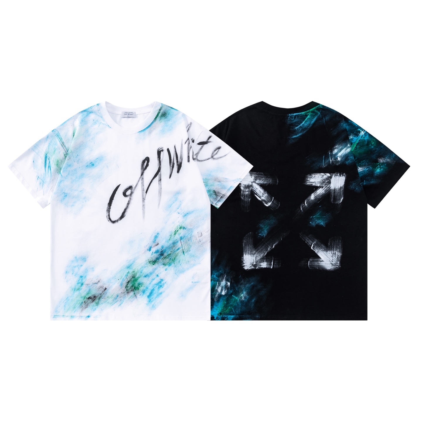 9266#P70. Camiseta de manga corta holgada nueva de off white. Colores: negro, blanco. Tallas: S M L XL