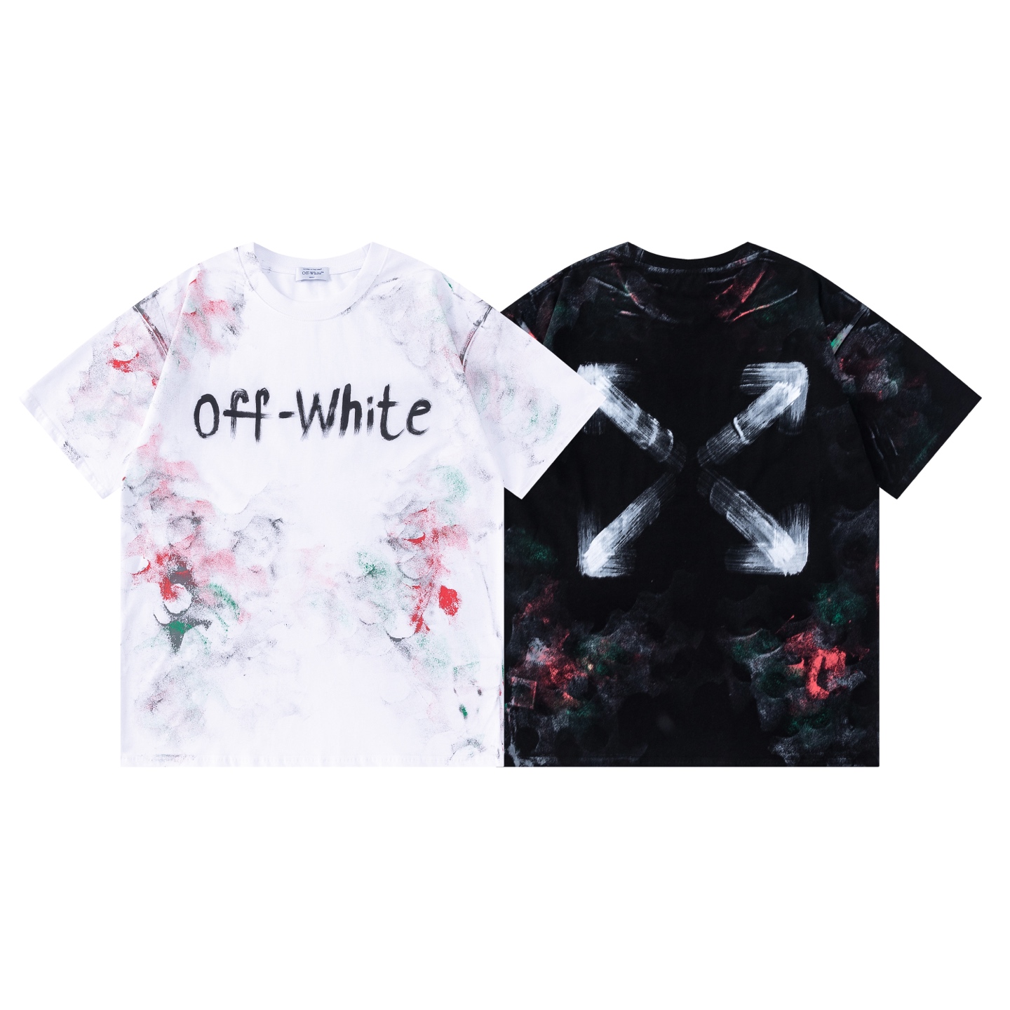 9268#P70. Camiseta de manga corta holgada nueva de off white. Colores: negro, blanco. Tallas: S M L XL