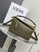 Loewe Puzzle Bags Handbags Green Khaki Calfskin Cowhide
