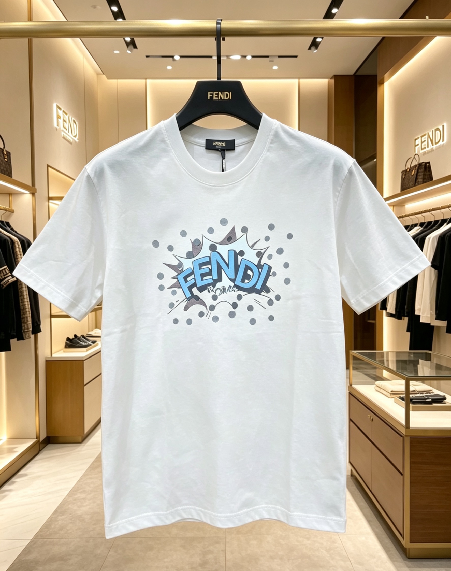Fendi Fendi 2025春夏新款 唐老鸭印花圆领短袖tee