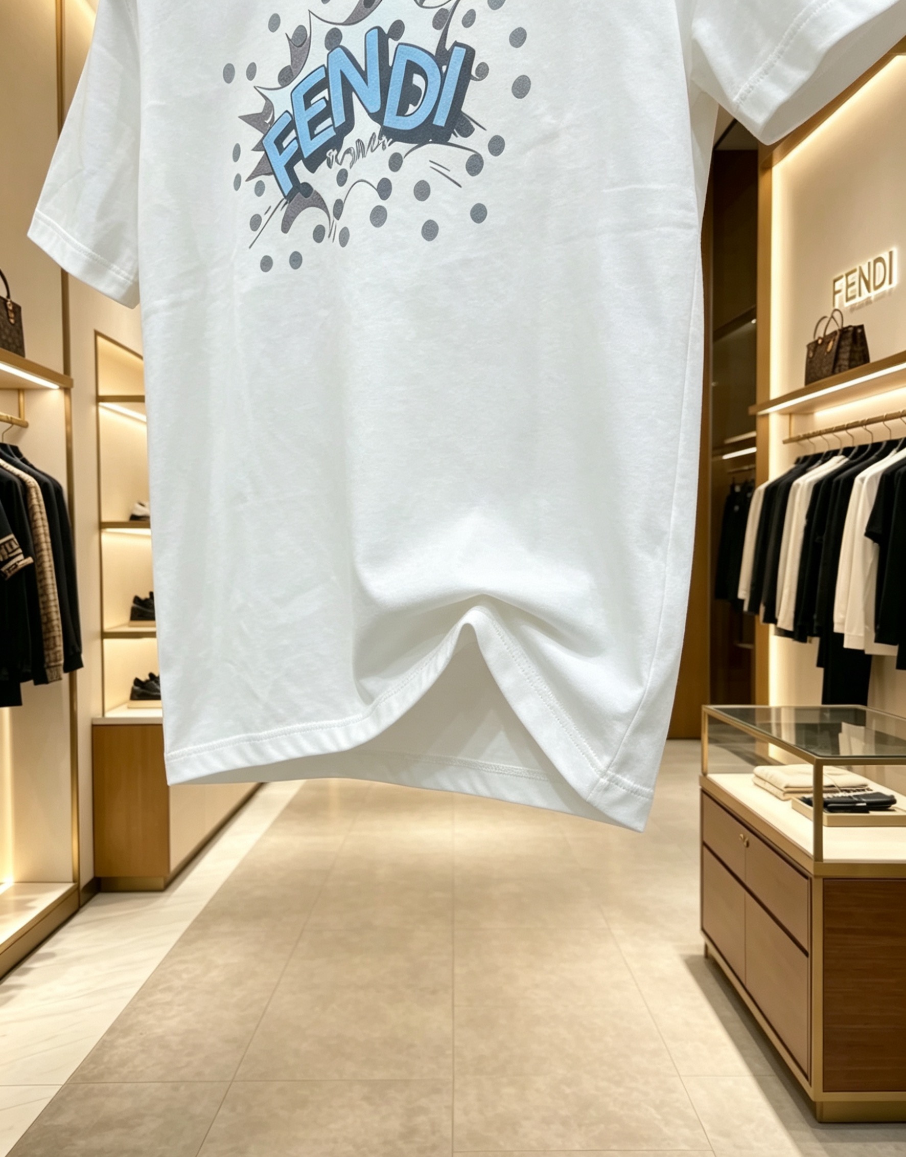 Fendi Fendi 2025春夏新款 唐老鸭印花圆领短袖tee
