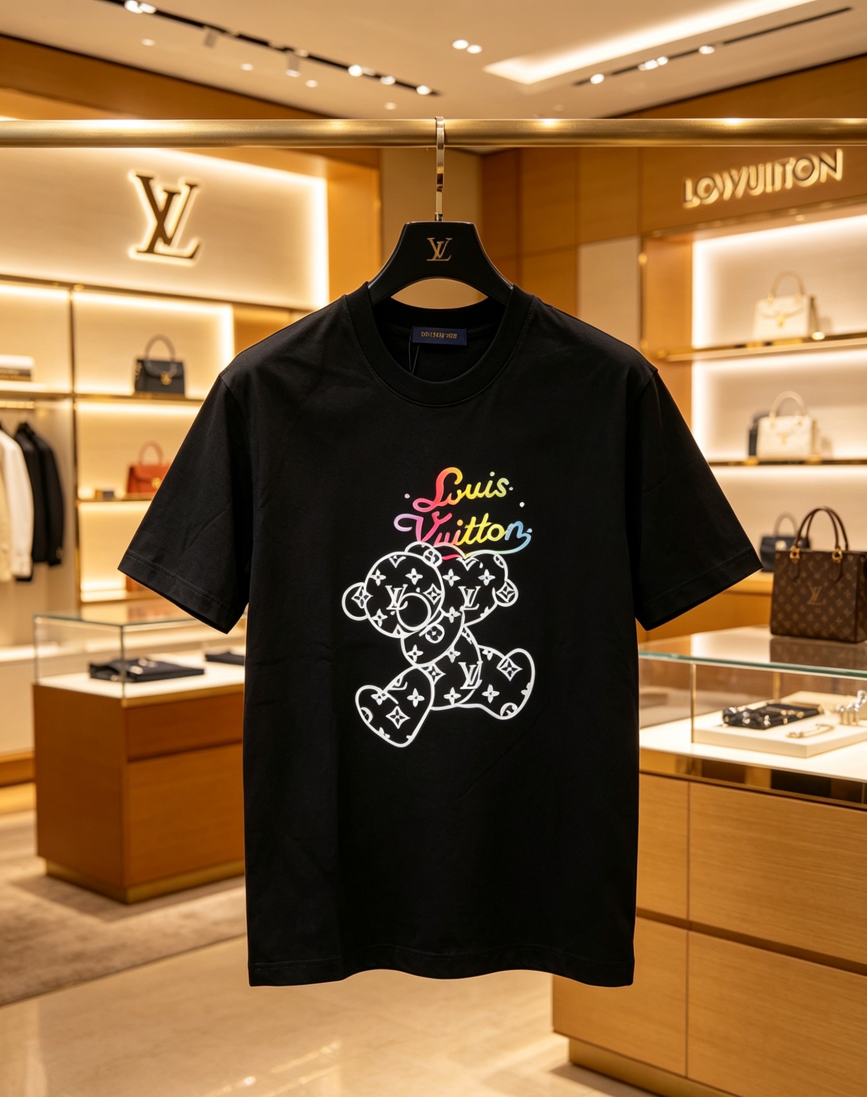 Louis Vuitton 1V 2025春夏新款 小熊印花圆领短袖tee