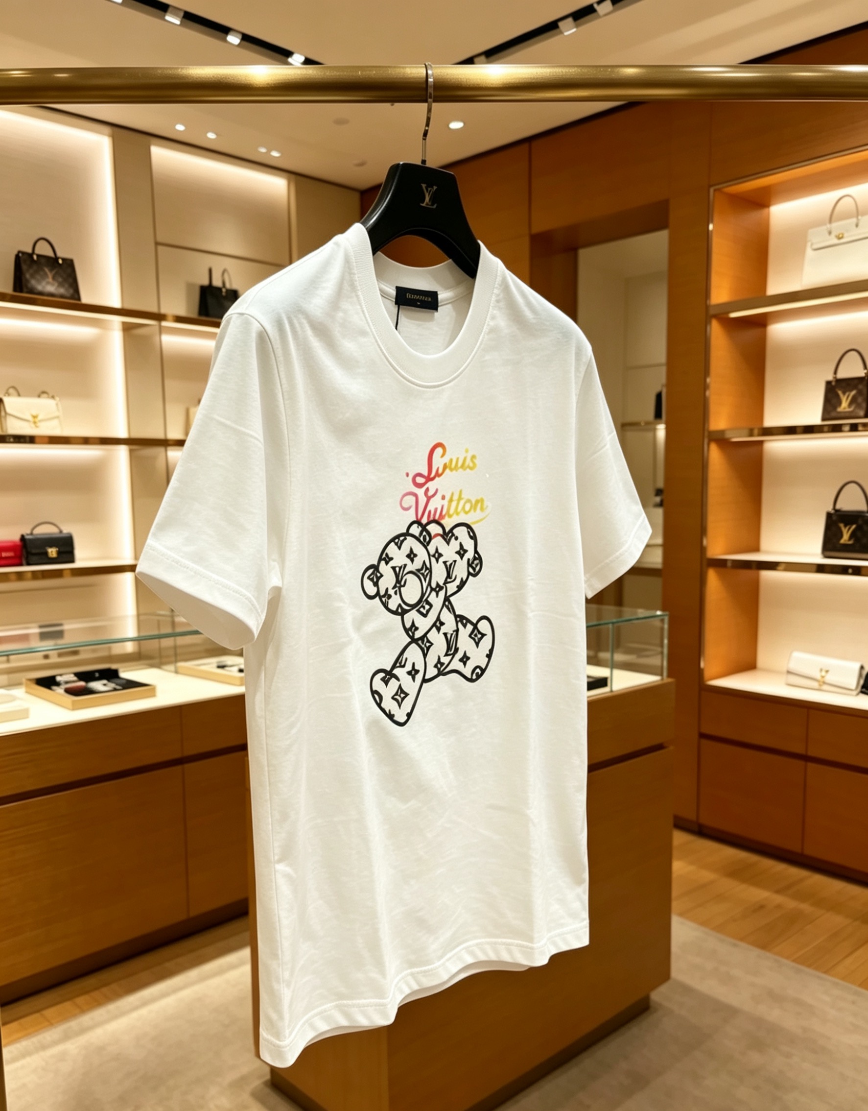Louis Vuitton 1V 2025春夏新款 小熊印花圆领短袖tee