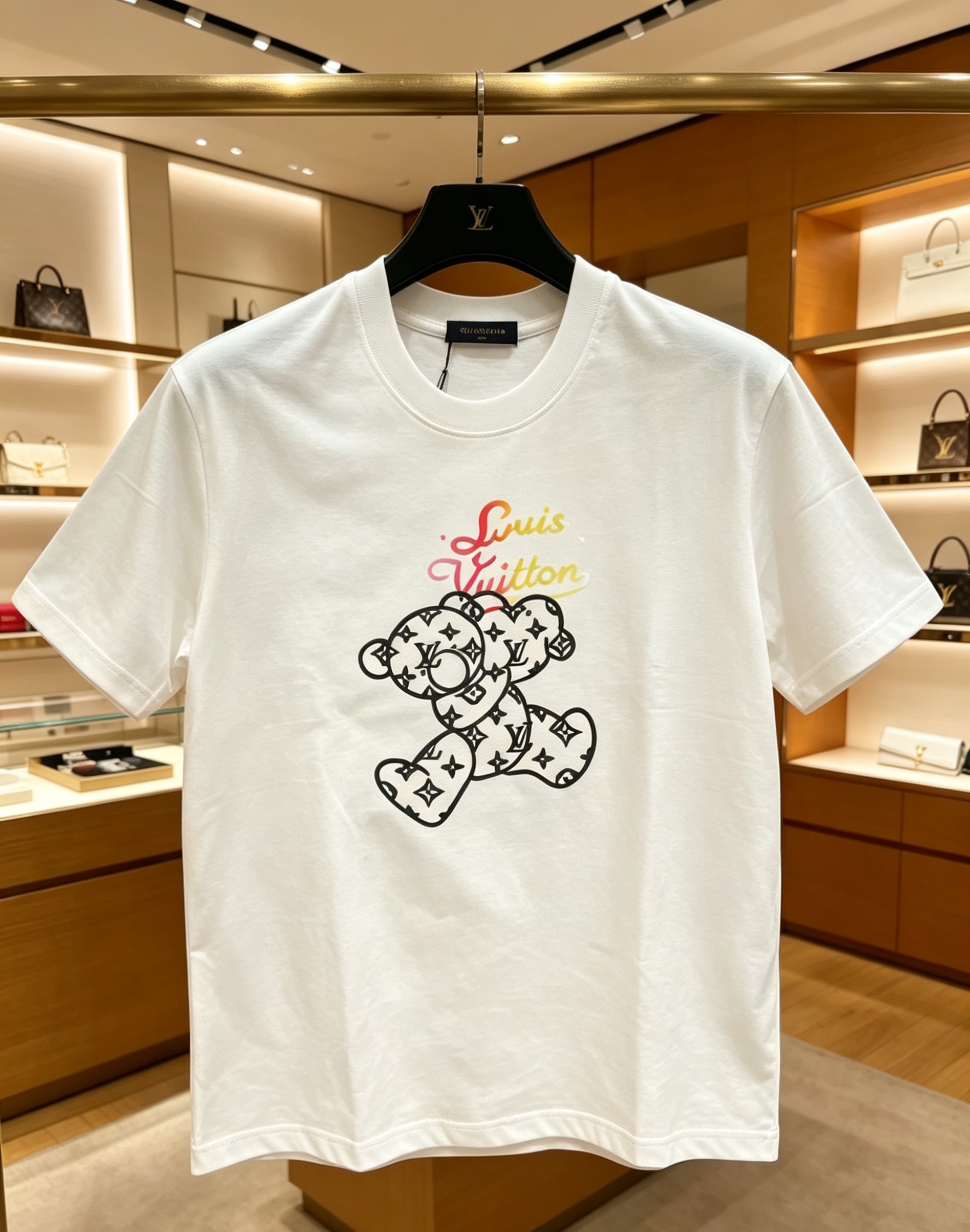 Louis Vuitton 1V 2025春夏新款 小熊印花圆领短袖tee