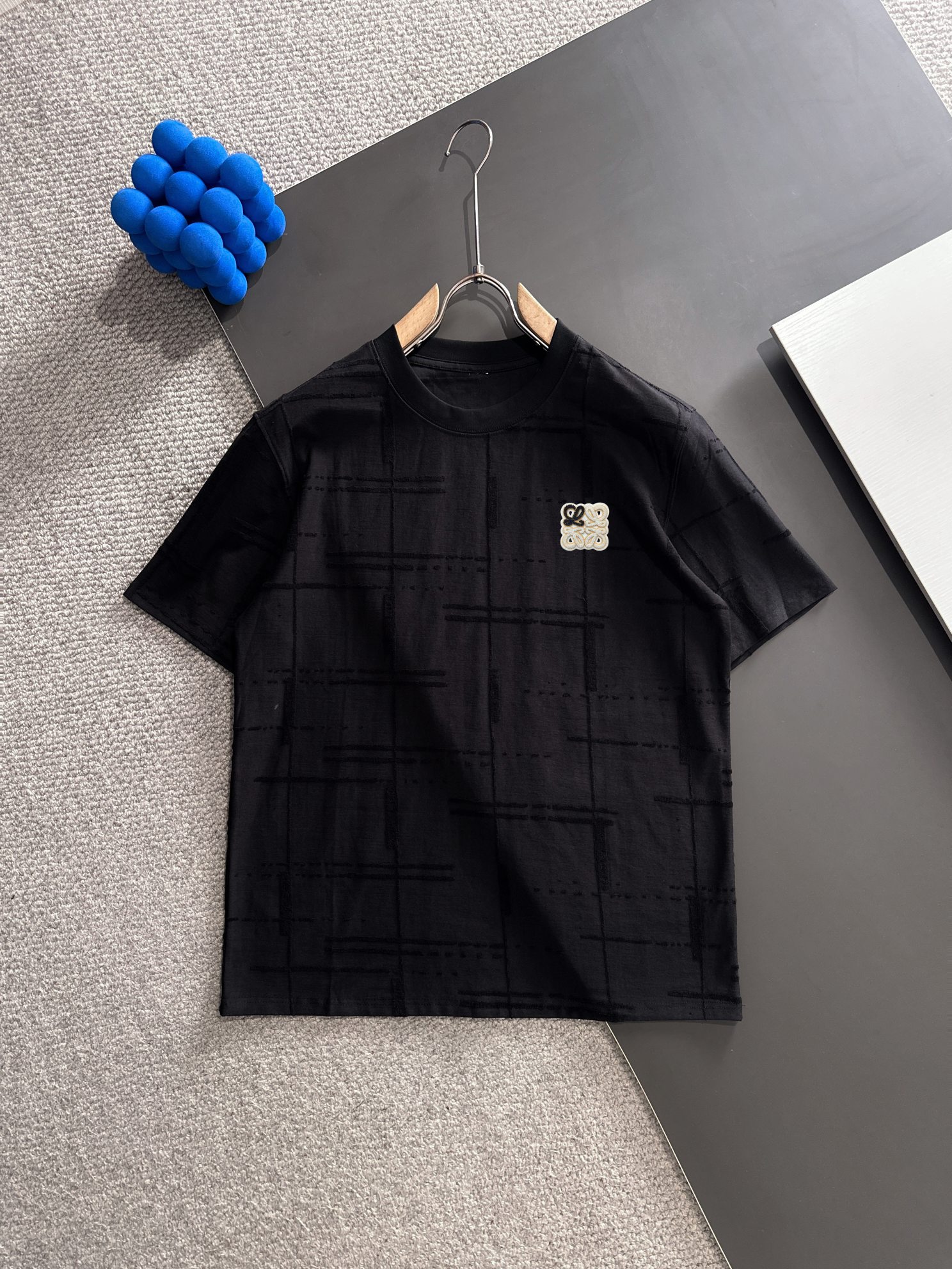 🅿️135 Envío al día siguiente, Loewe LOEWE camiseta de manga corta con jacquard de felpa de alta gama, para hombre, cas…