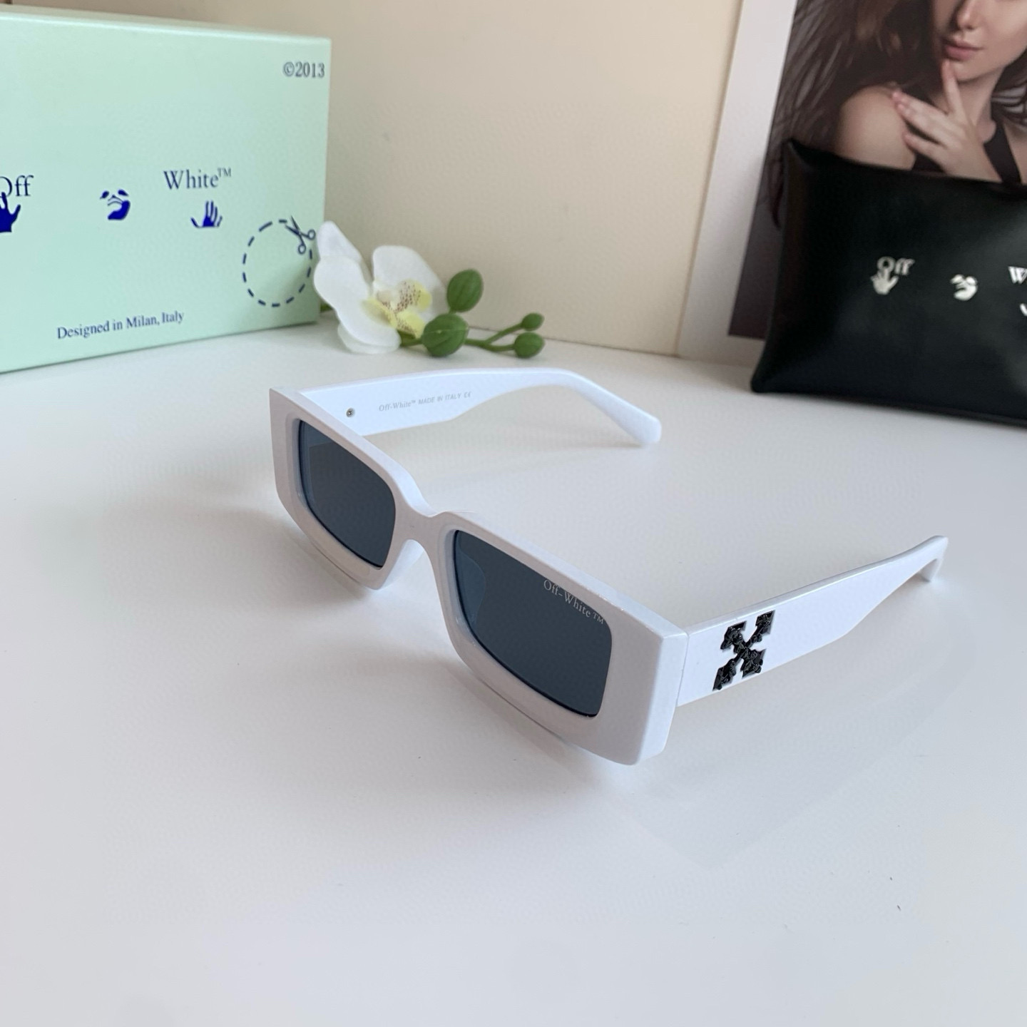 p245 Off-White design little box sunglasses, super-lighty, stylish sunglasses, hundred glasses out - 图片 2