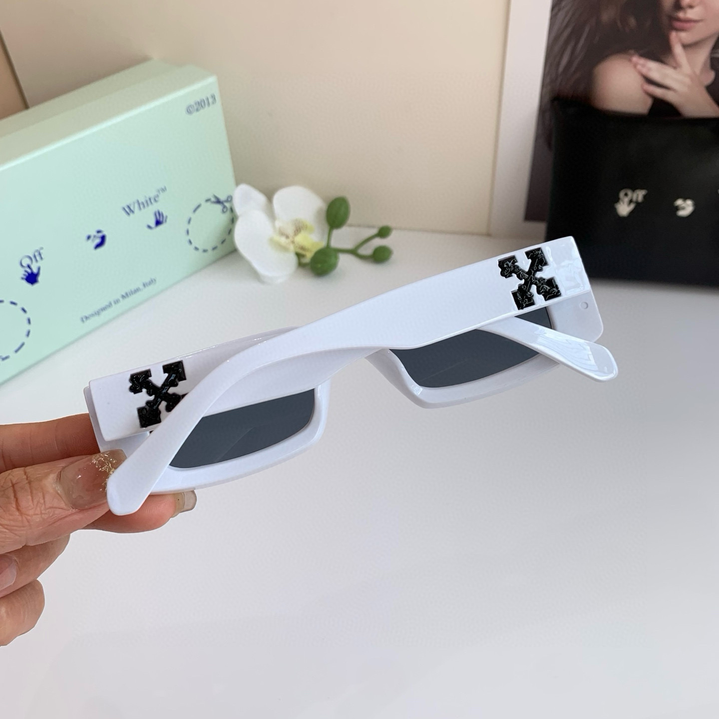 p245 Off-White design little box sunglasses, super-lighty, stylish sunglasses, hundred glasses out - 图片 5
