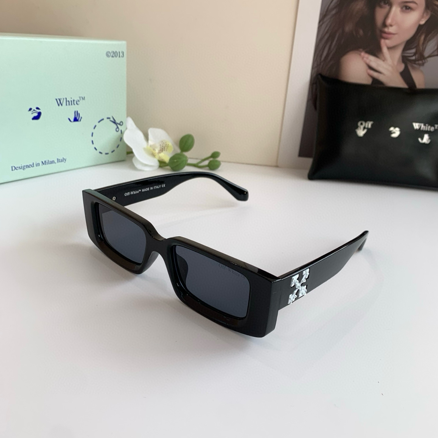 p245 Off-White design little box sunglasses, super-lighty, stylish sunglasses, hundred glasses out - 图片 2
