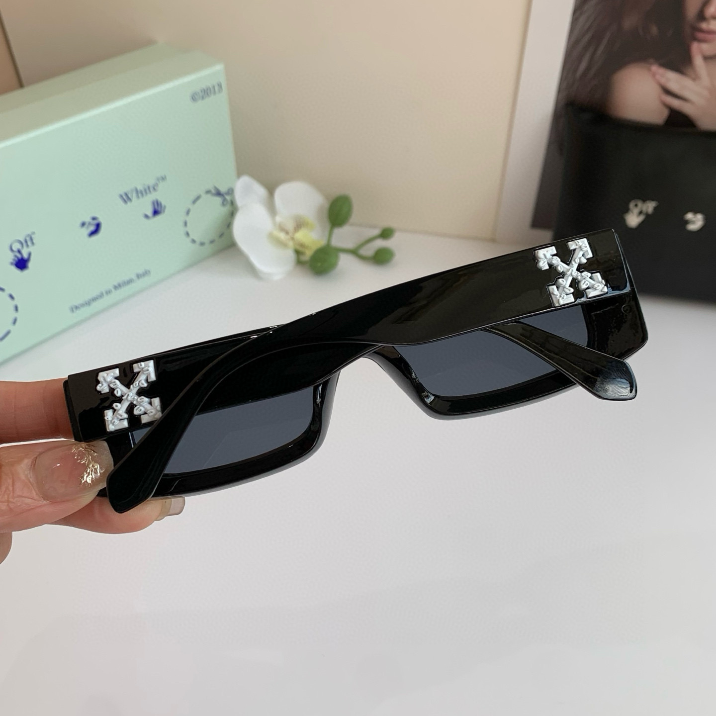 p245 Off-White design little box sunglasses, super-lighty, stylish sunglasses, hundred glasses out - 图片 5