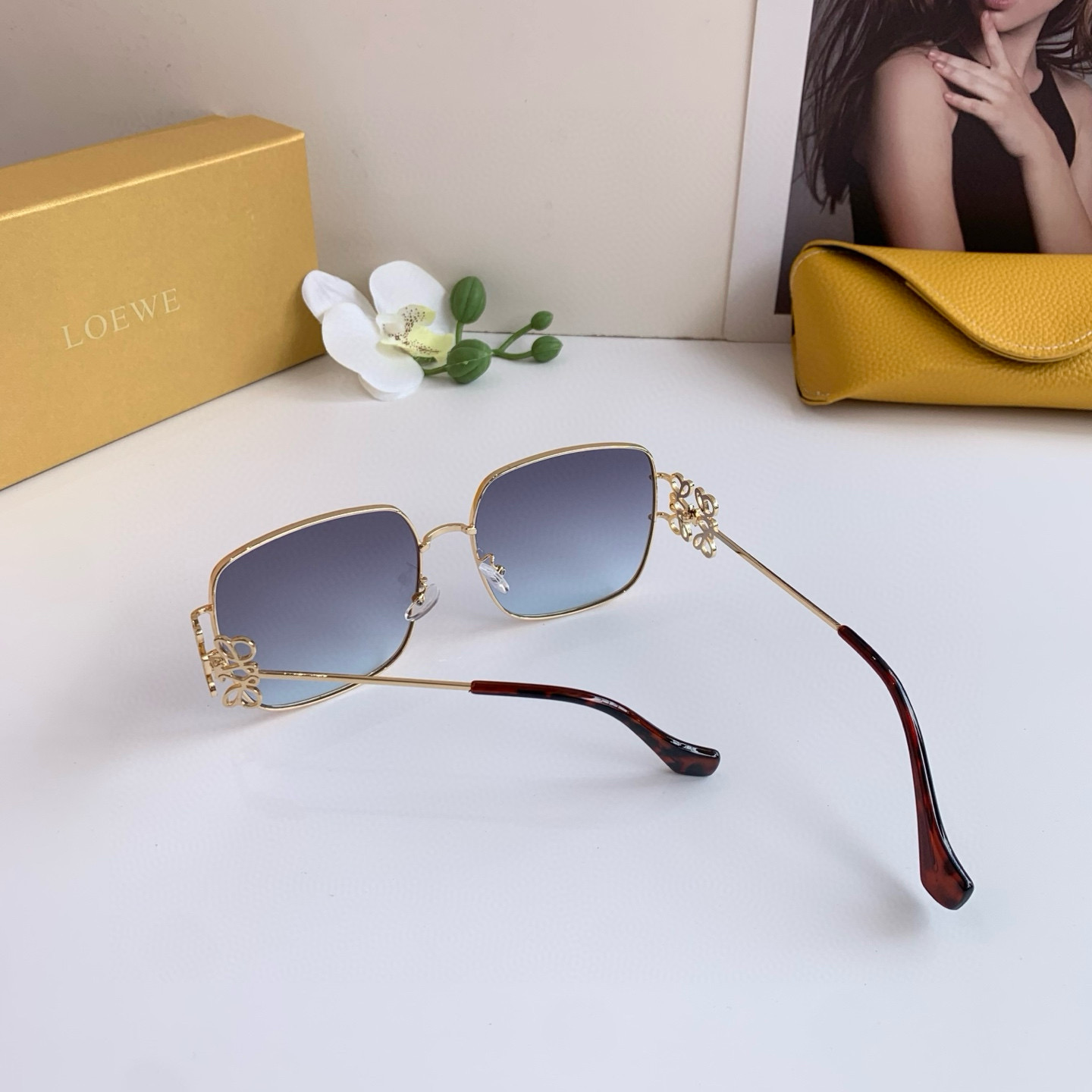 Loewe Sunglasses: New Foreign Trade Retrospective Fashion Box with UV-Protected Metal Frame - 图片 7