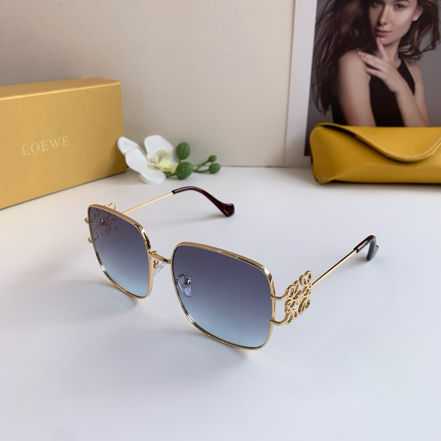 Loewe Sunglasses: New Foreign Trade Retrospective Fashion Box with UV-Protected Metal Frame - 图片 2