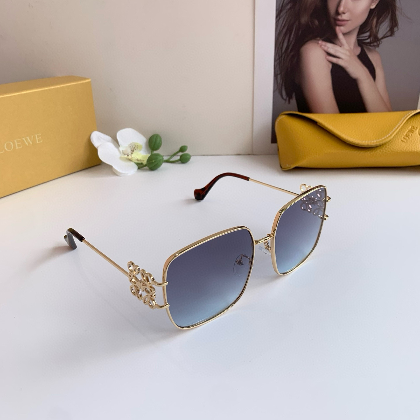 Loewe Sunglasses: New Foreign Trade Retrospective Fashion Box with UV-Protected Metal Frame - 图片 1