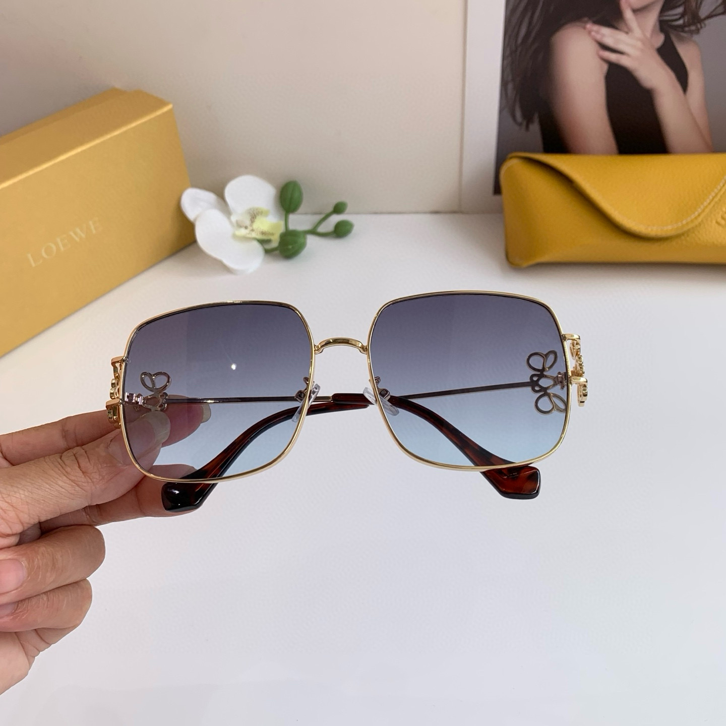 Loewe Sunglasses: New Foreign Trade Retrospective Fashion Box with UV-Protected Metal Frame - 图片 3