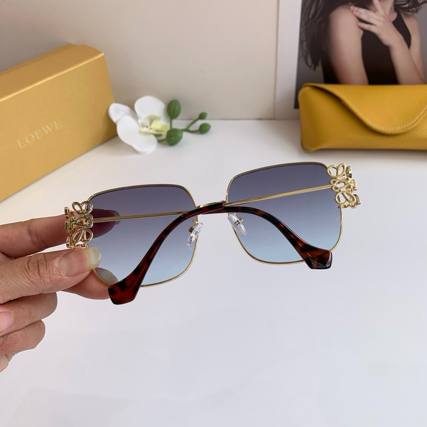 Loewe Sunglasses: New Foreign Trade Retrospective Fashion Box with UV-Protected Metal Frame - 图片 5