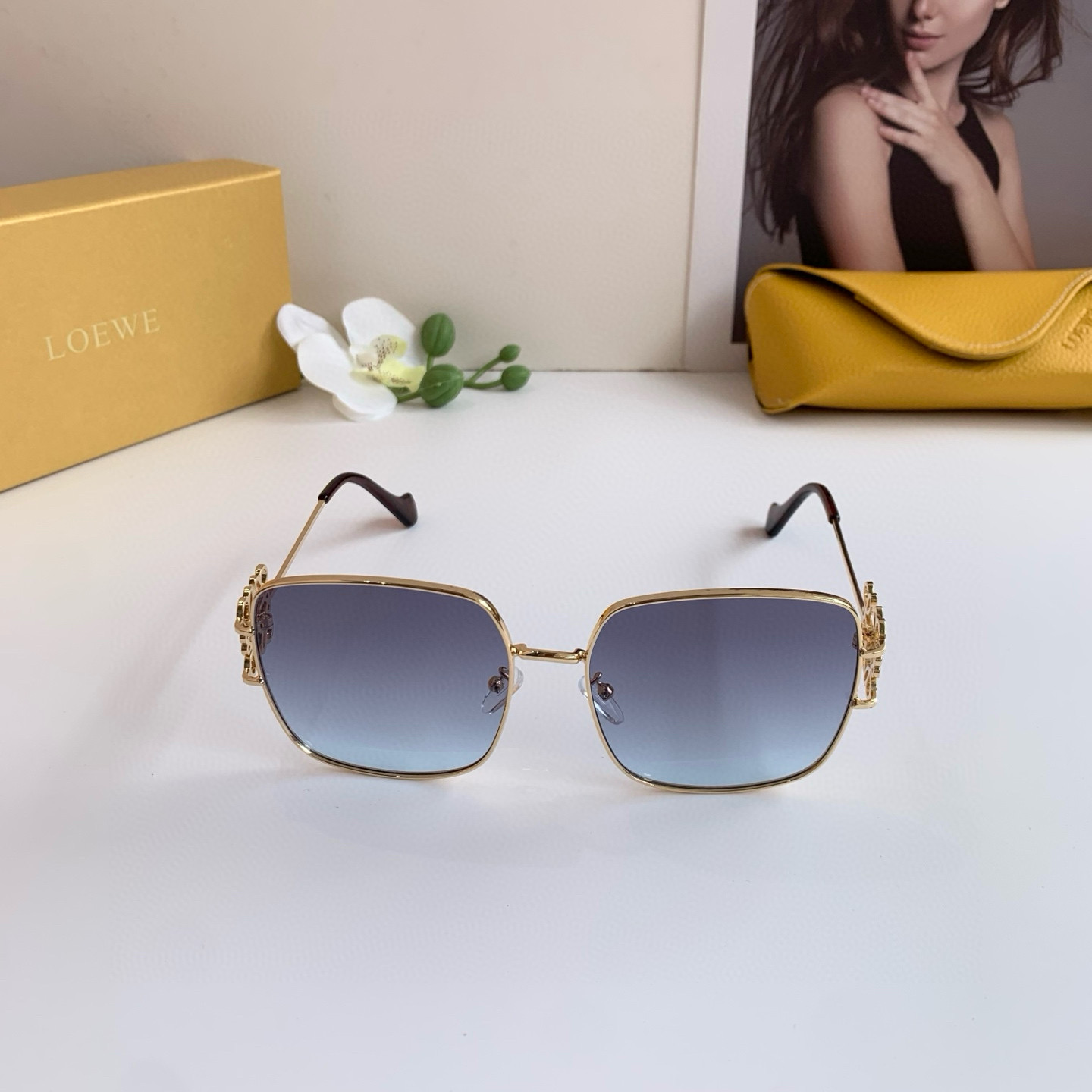 Loewe Sunglasses: New Foreign Trade Retrospective Fashion Box with UV-Protected Metal Frame - 图片 4