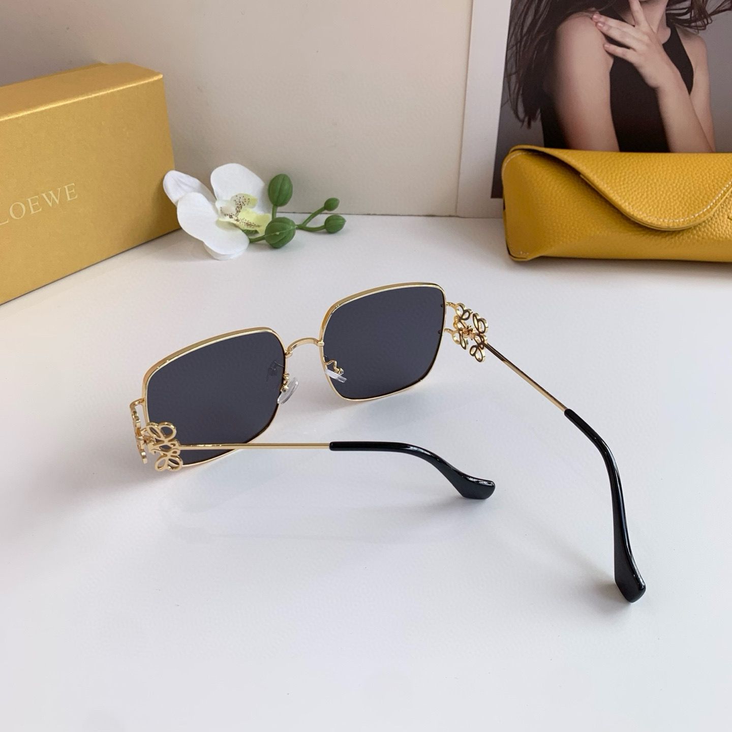 Loewe Sunglasses: Foreign Trade Retrospective Fashion Box with UV Protection - 图片 7