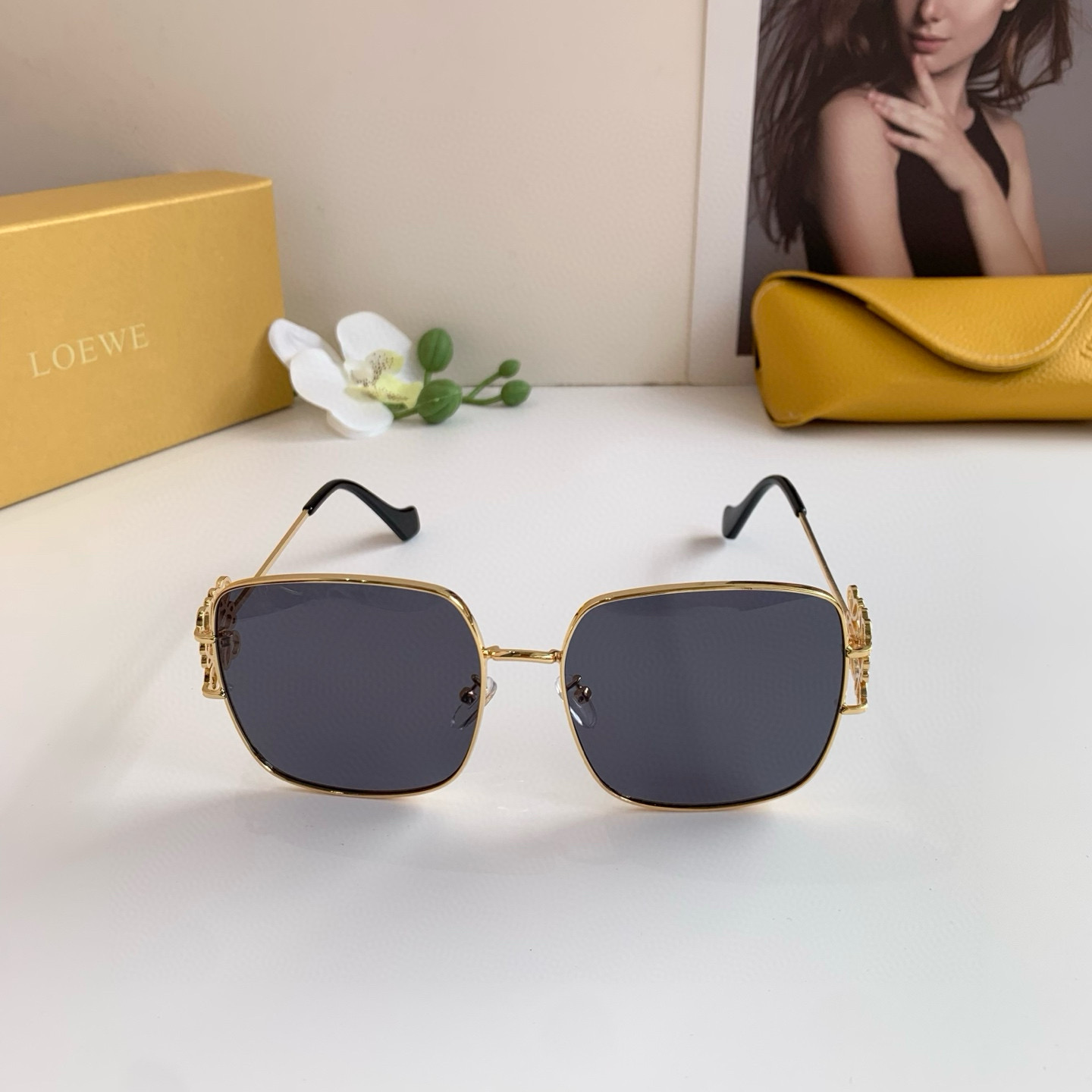 Loewe Sunglasses: Foreign Trade Retrospective Fashion Box with UV Protection - 图片 4