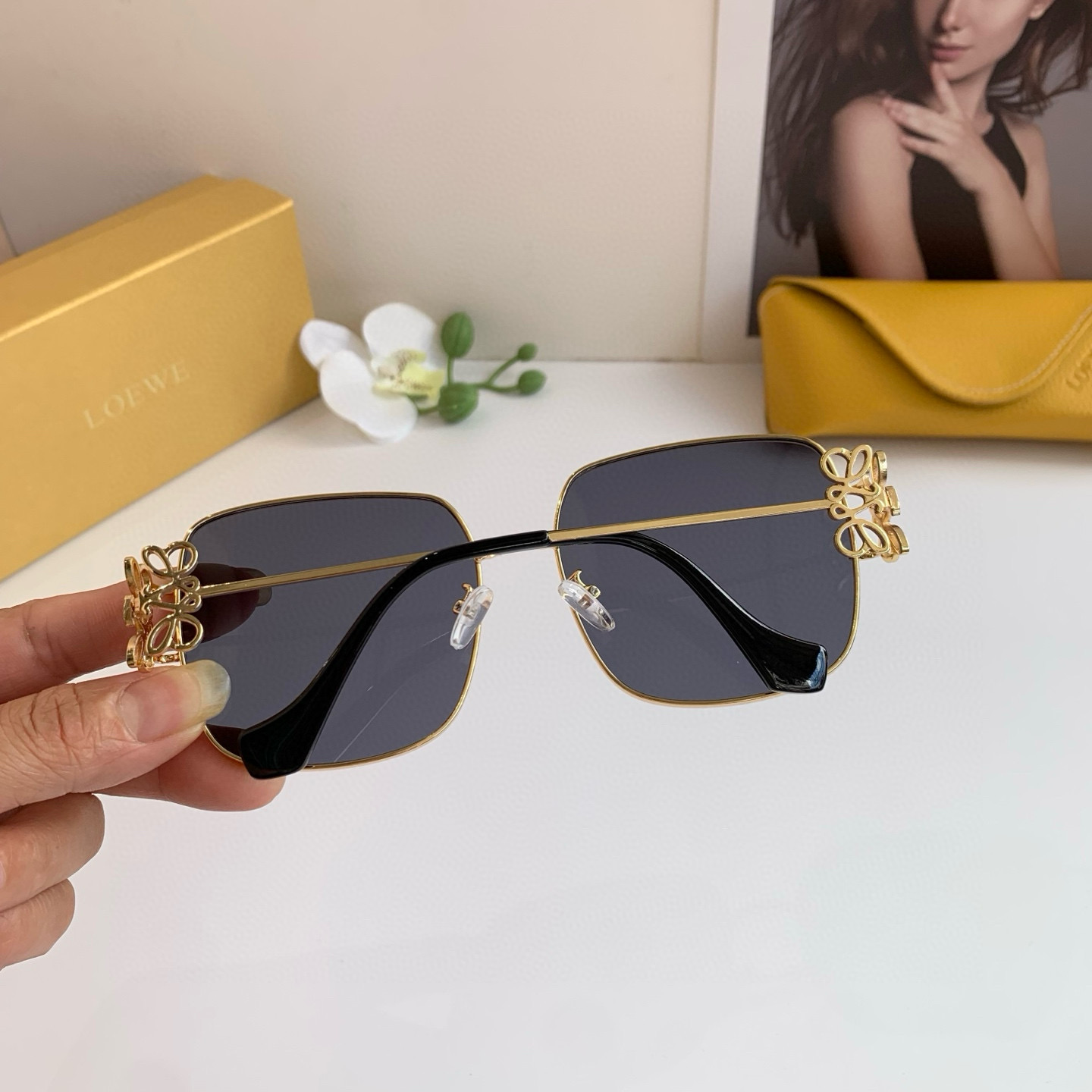 Loewe Sunglasses: Foreign Trade Retrospective Fashion Box with UV Protection - 图片 5