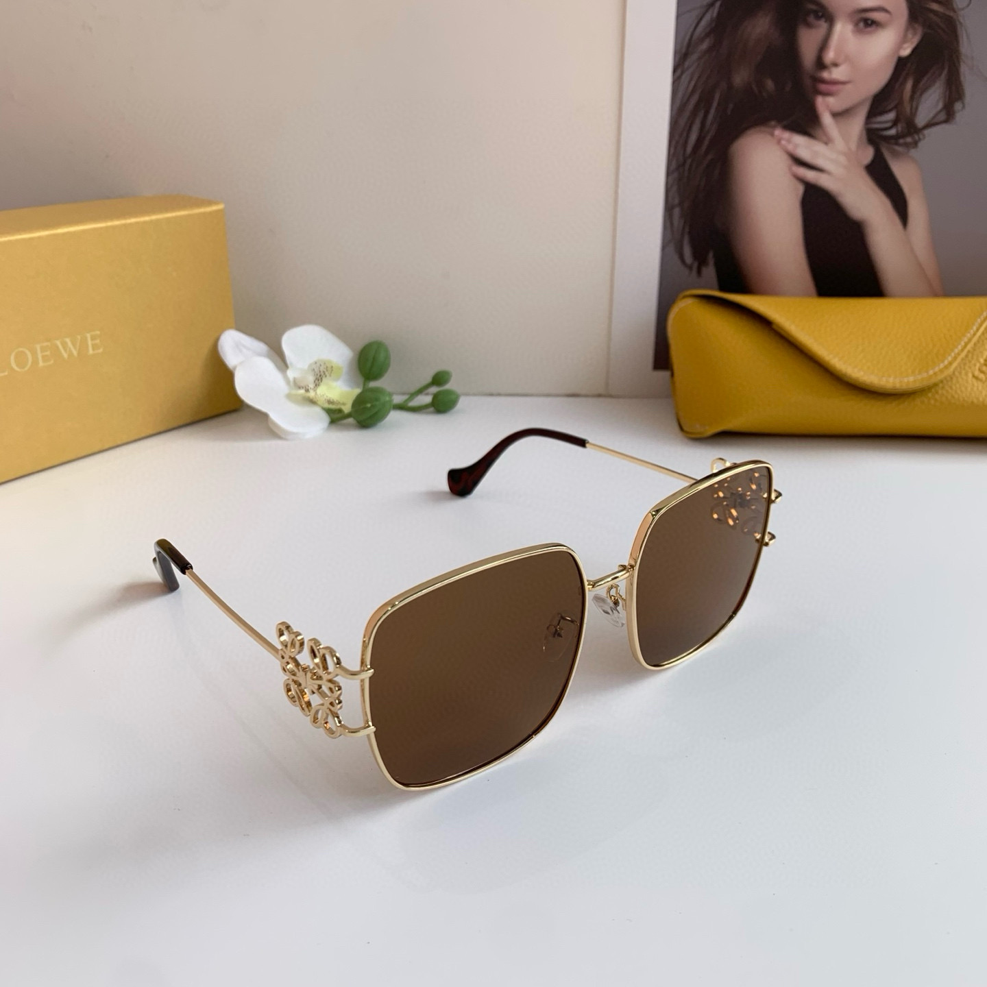 Loewe Sunglasses: UV-Protected Metal Frame in New Foreign Trade Retrospective Fashion Box - 图片 1