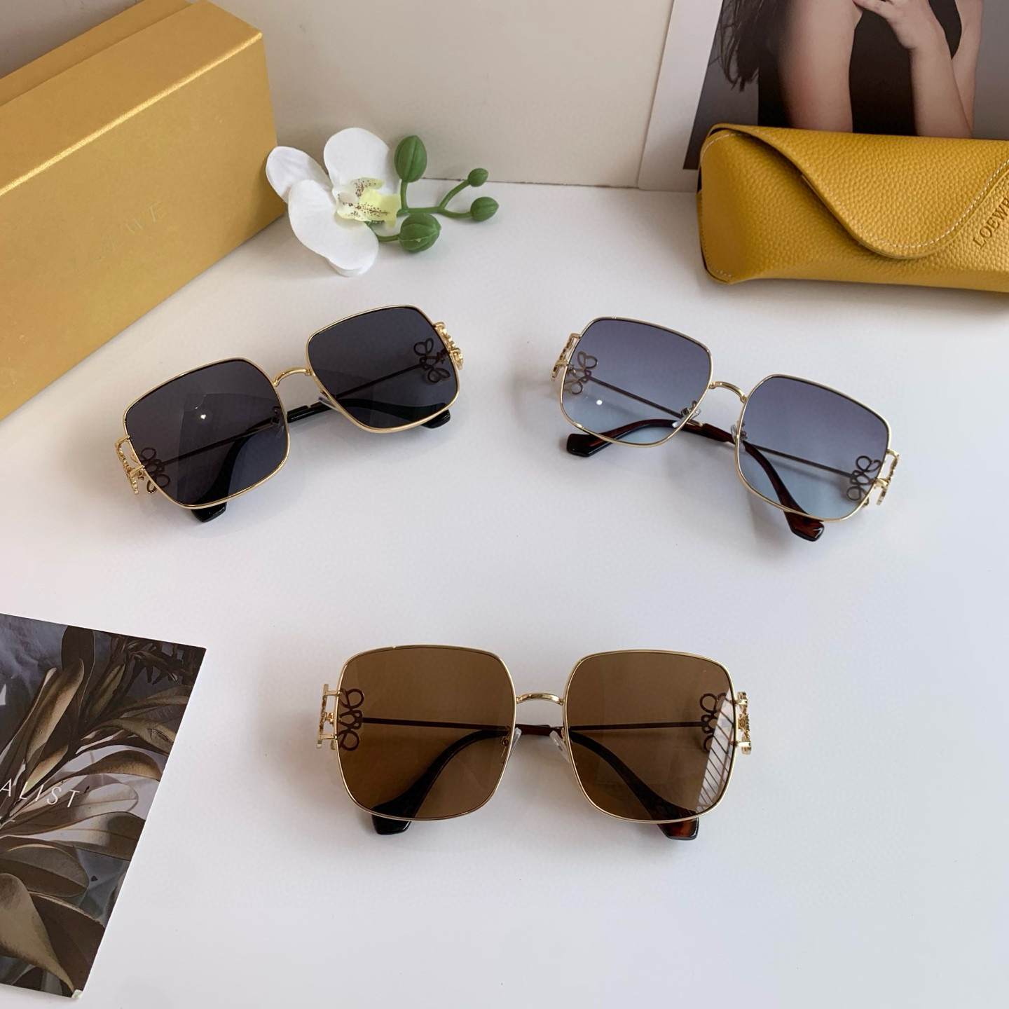 Loewe Sunglasses: UV-Protected Metal Frame in New Foreign Trade Retrospective Fashion Box - 图片 9