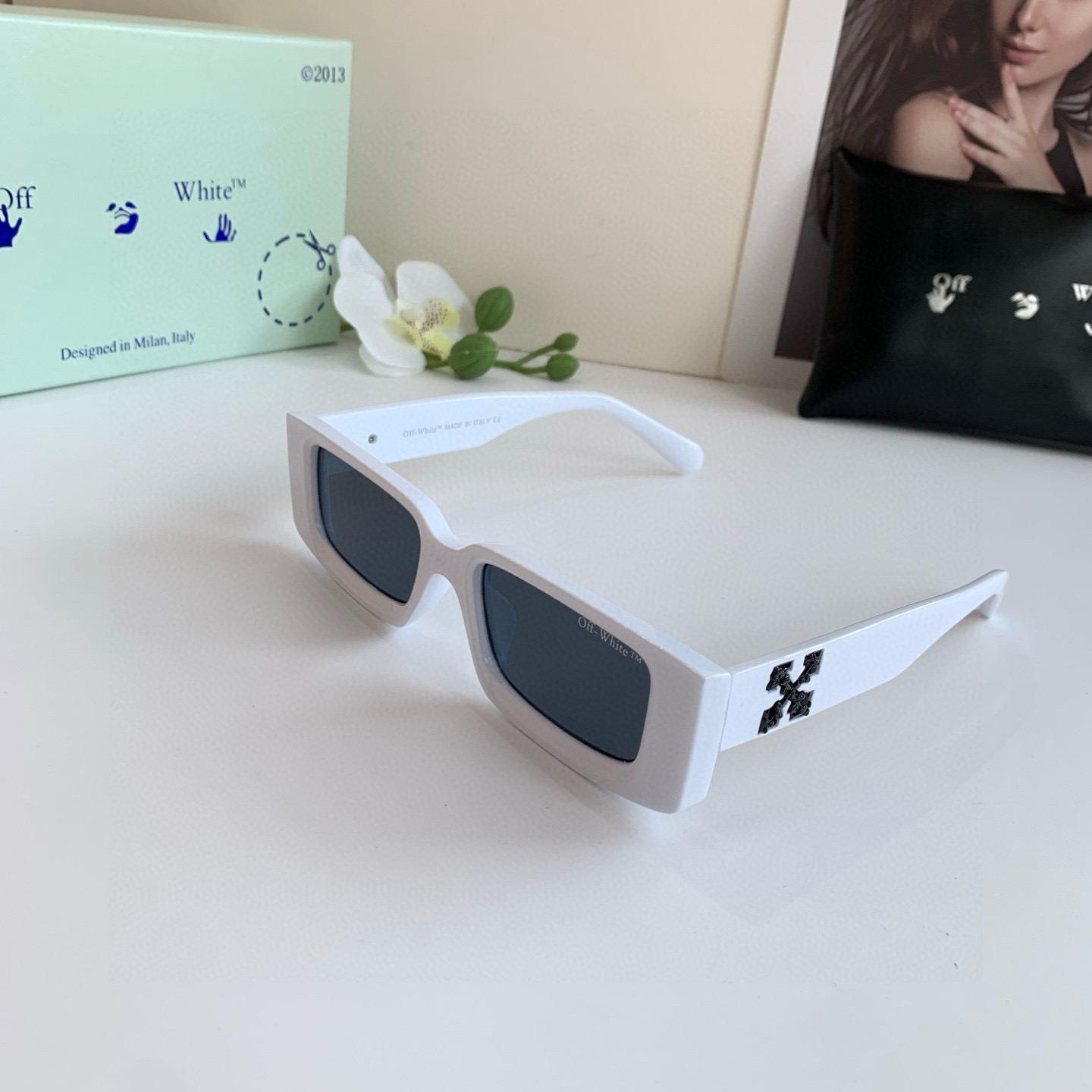 p245 Off-White design little box sunglasses, super-lighty, stylish sunglasses, hundred glasses out - 图片 2