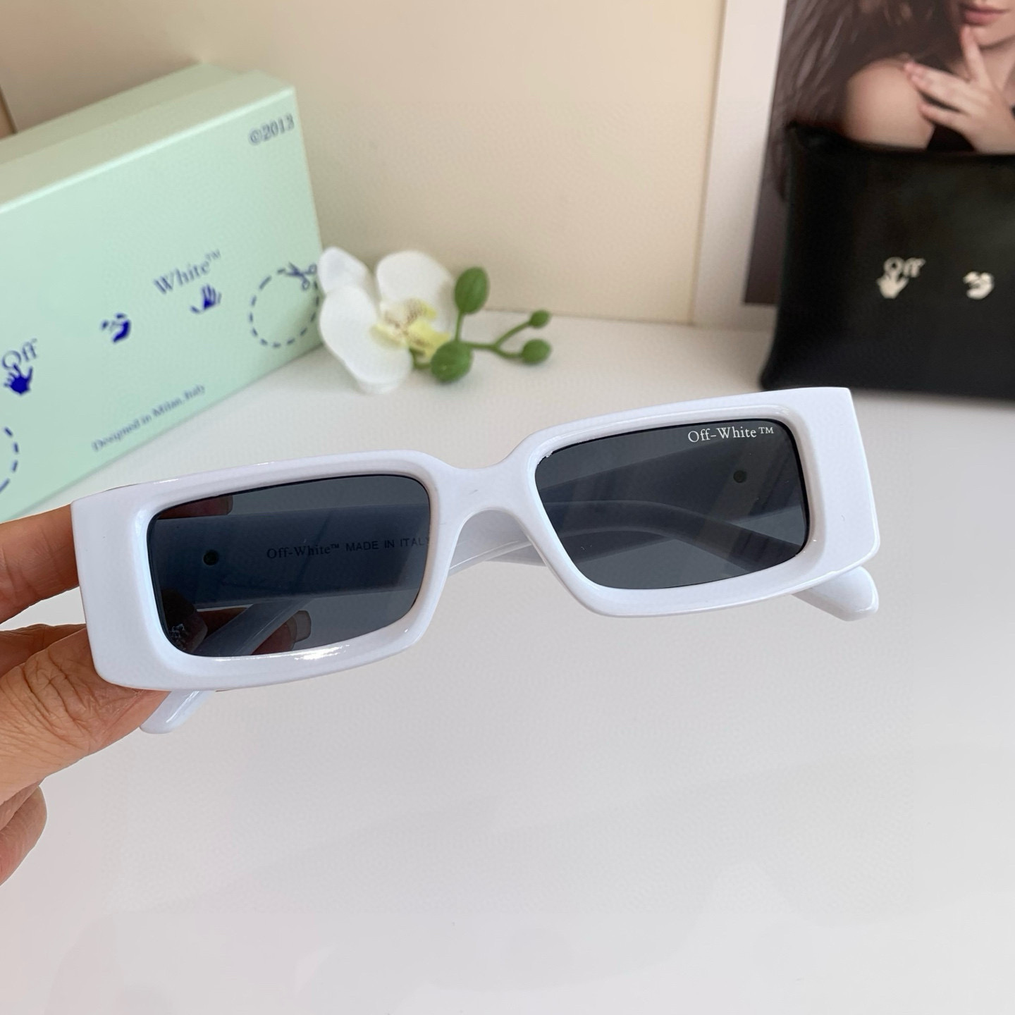 p245 Off-White design little box sunglasses, super-lighty, stylish sunglasses, hundred glasses out - 图片 3