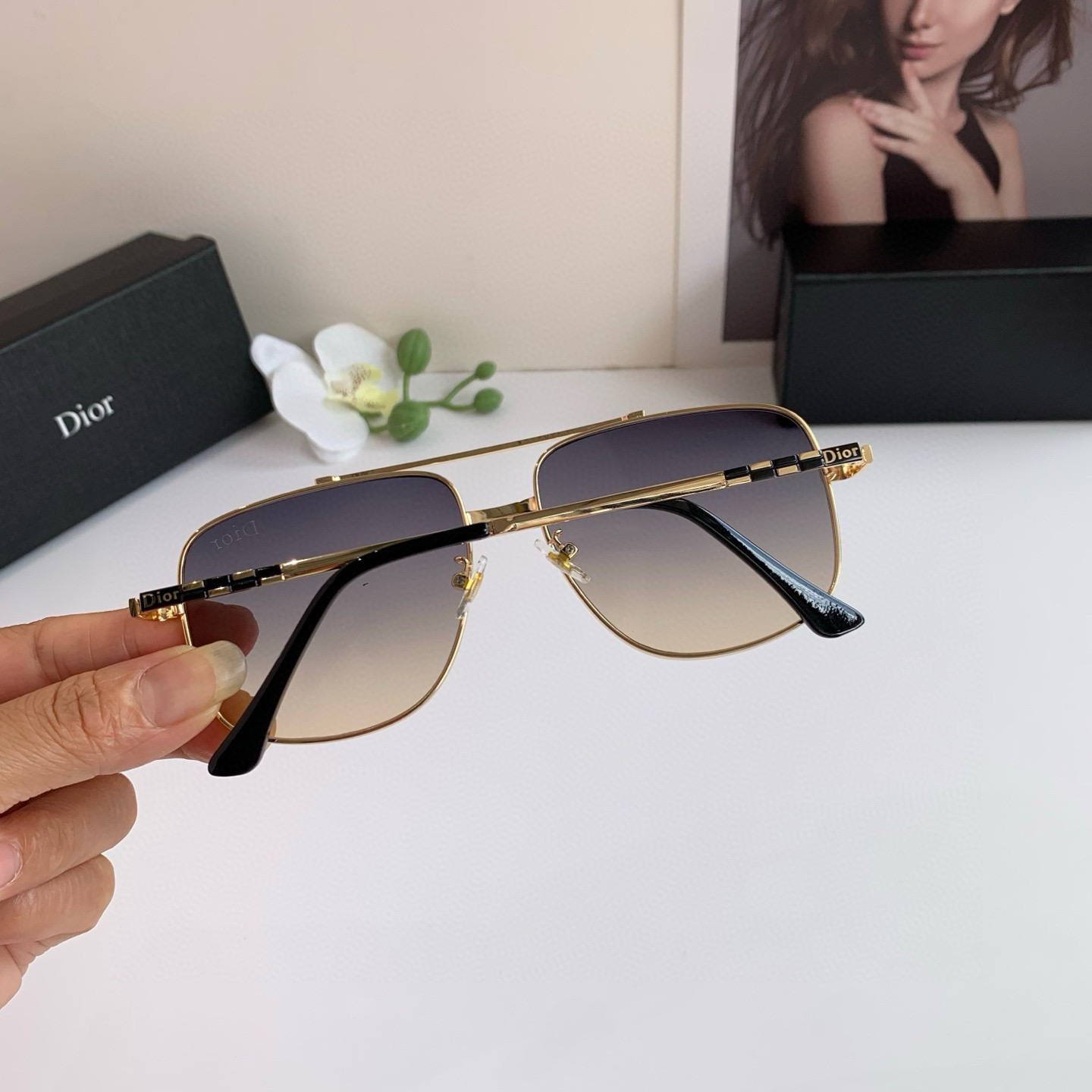 P280 Diordio, new fashion metal box sunglasses, male and female luminous sunglasses, Euro-American personal ins - 图片 4
