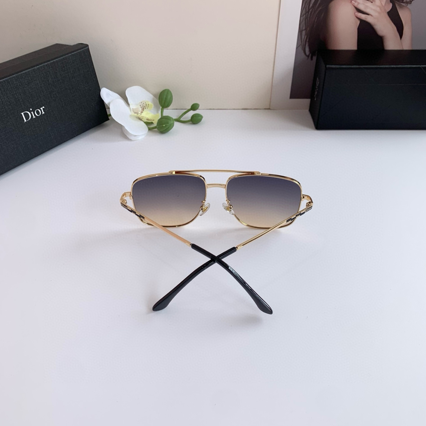 P280 Diordio, new fashion metal box sunglasses, male and female luminous sunglasses, Euro-American personal ins - 图片 9