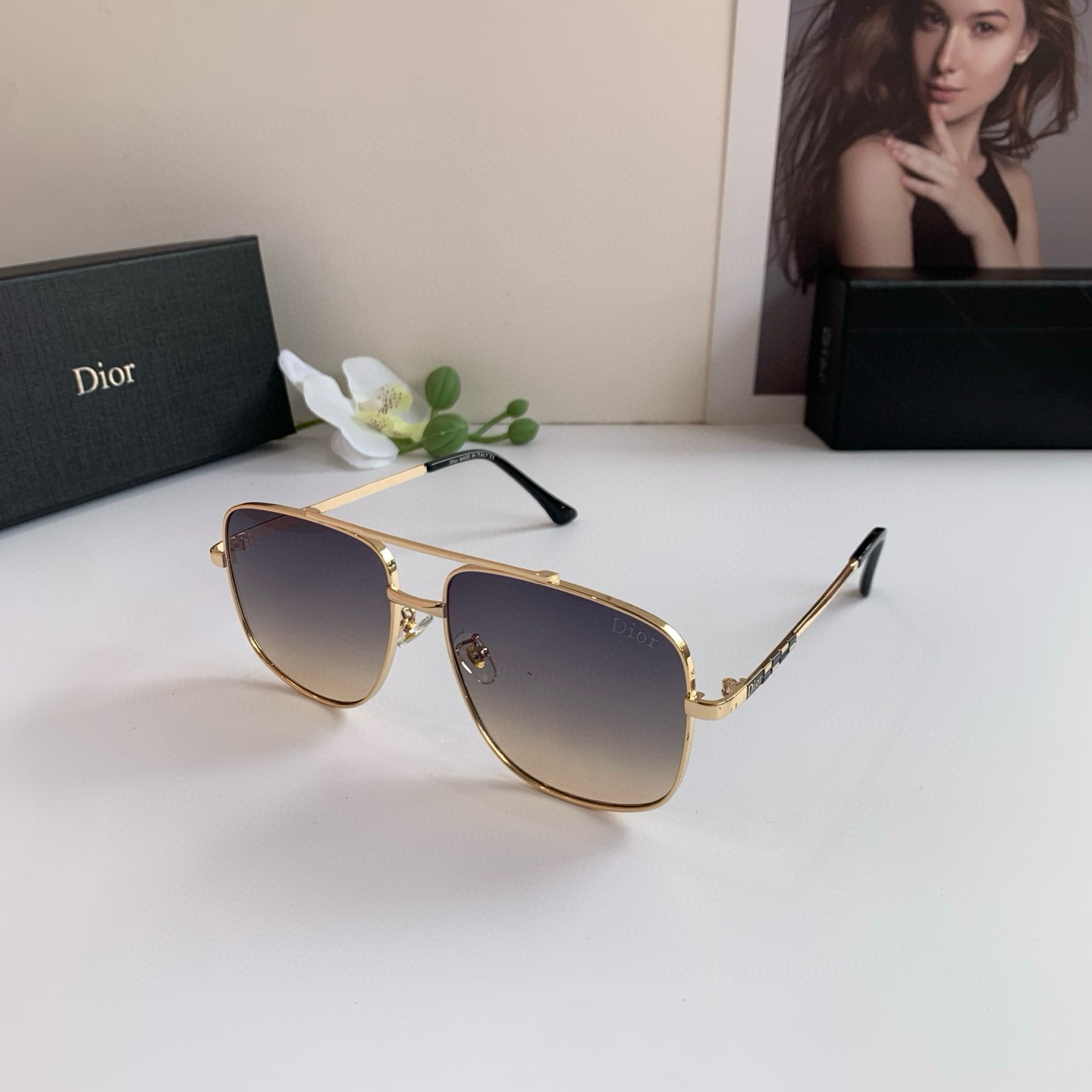 P280 Diordio, new fashion metal box sunglasses, male and female luminous sunglasses, Euro-American personal ins - 图片 2