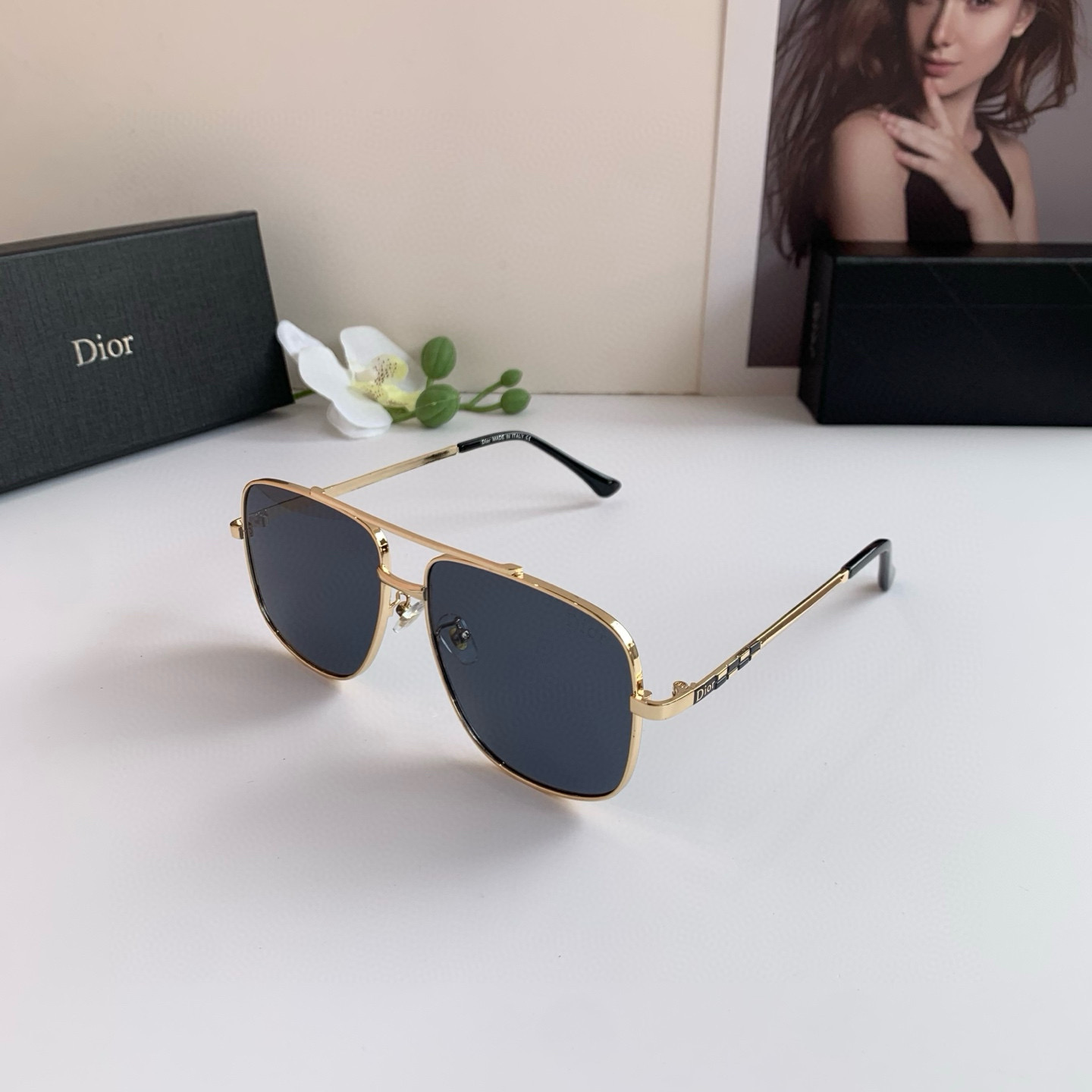 P280 Diordio, new fashion metal box sunglasses, male and female luminous sunglasses, Euro-American personal ins - 图片 2