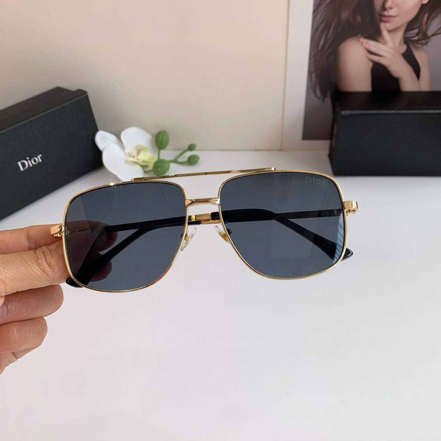 P280 Diordio, new fashion metal box sunglasses, male and female luminous sunglasses, Euro-American personal ins - 图片 3