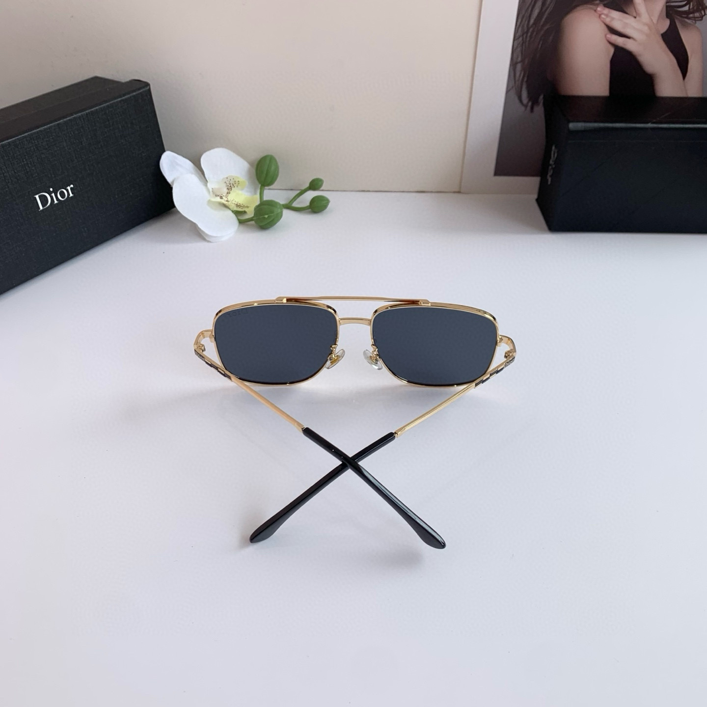 P280 Diordio, new fashion metal box sunglasses, male and female luminous sunglasses, Euro-American personal ins - 图片 7