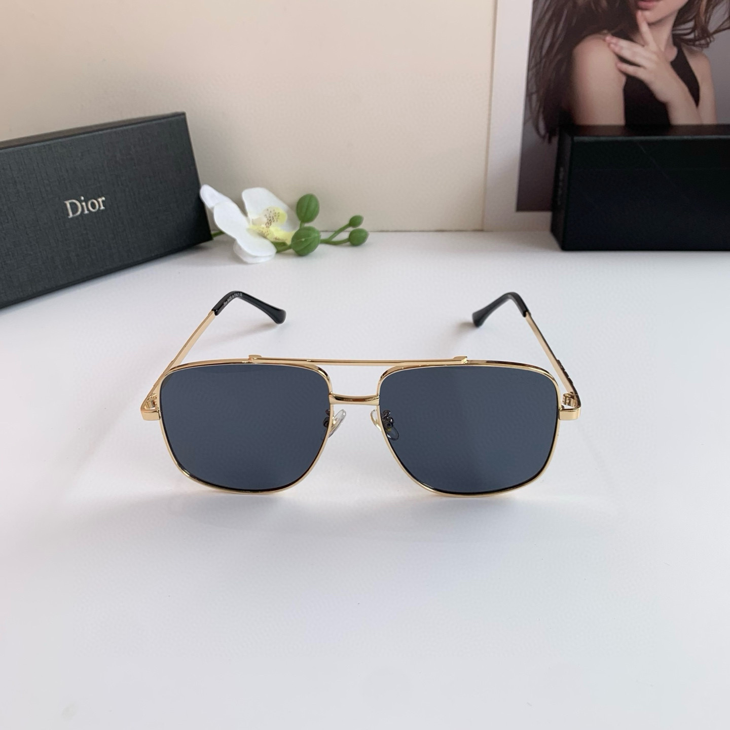 P280 Diordio, new fashion metal box sunglasses, male and female luminous sunglasses, Euro-American personal ins - 图片 4