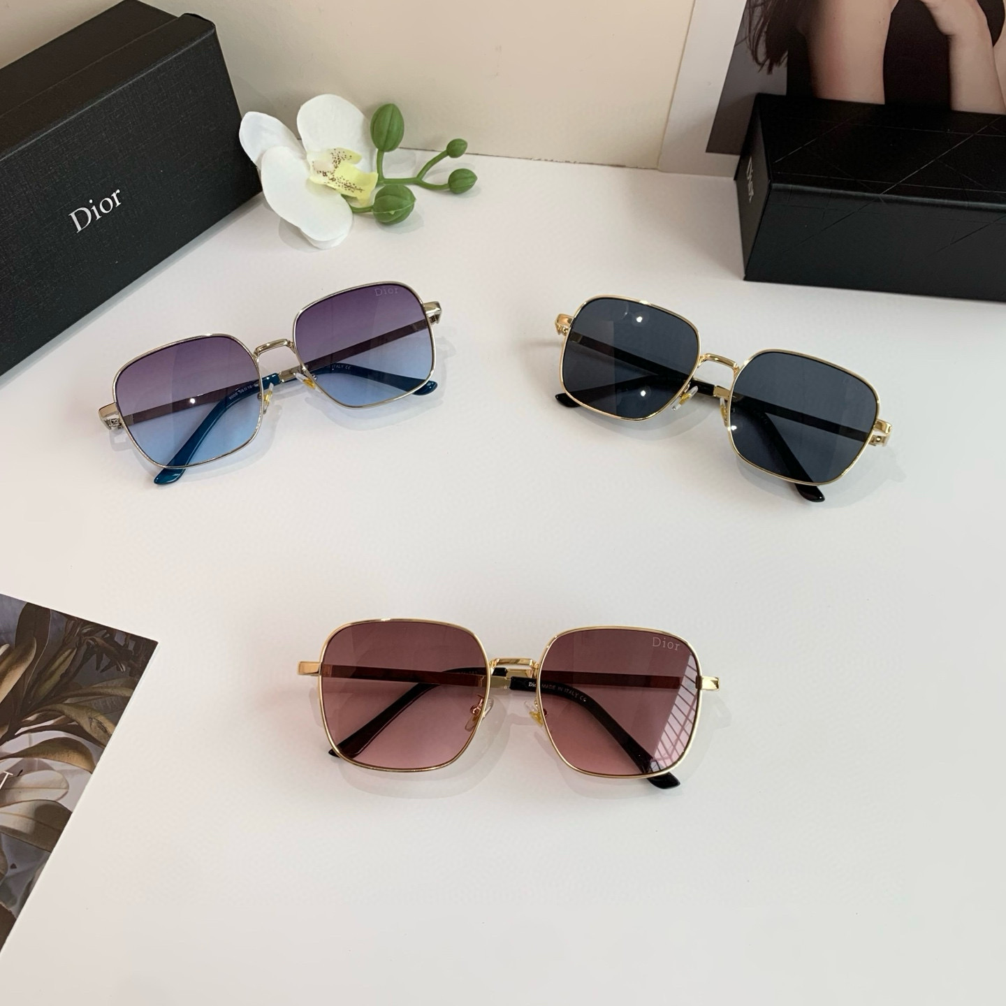 P280 Diordio, new fashion metal box sunglasses, male and female luminous sunglasses, Euro-American personal ins - 图片 9