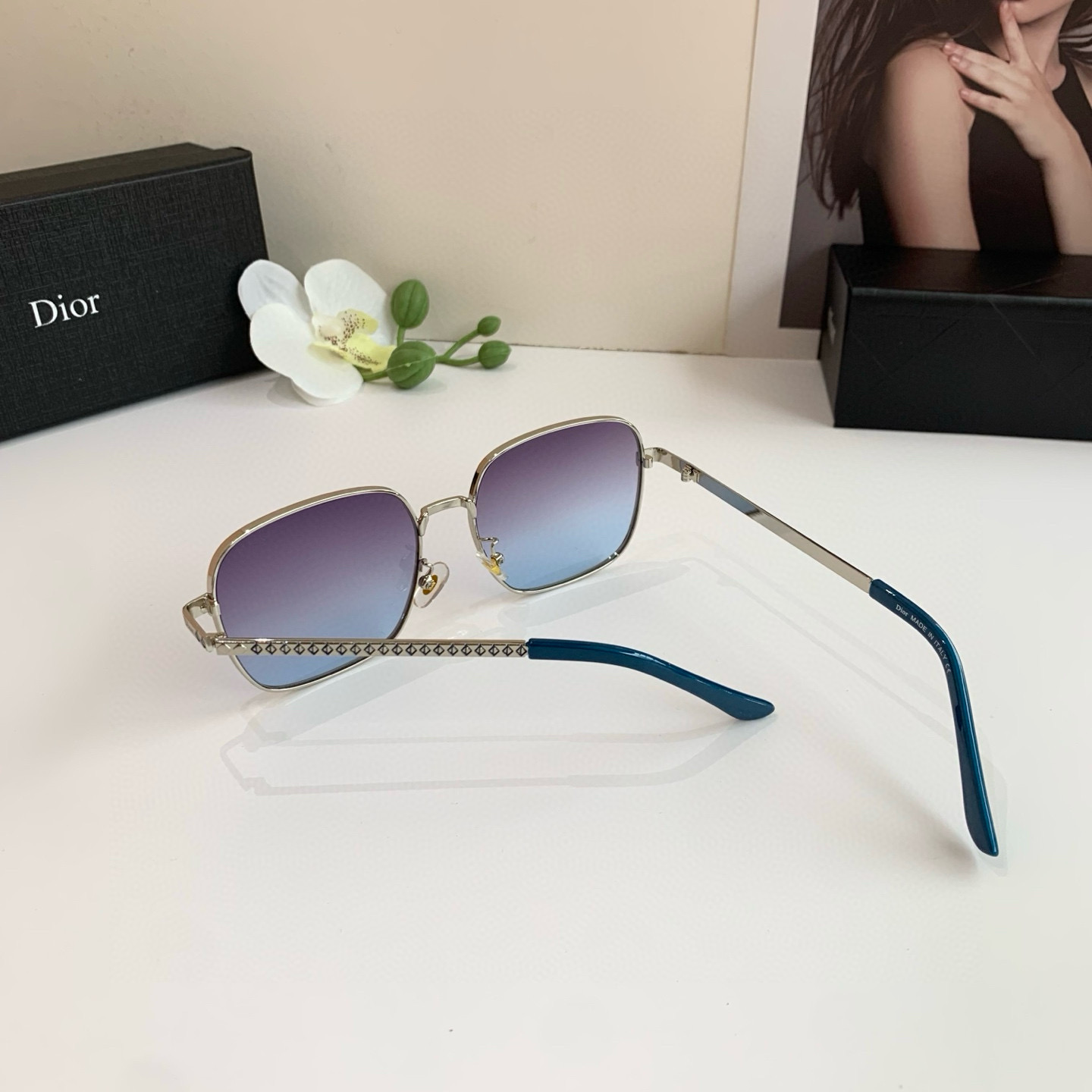 P280 Diordio, new fashion metal box sunglasses, male and female luminous sunglasses, Euro-American personal ins - 图片 9