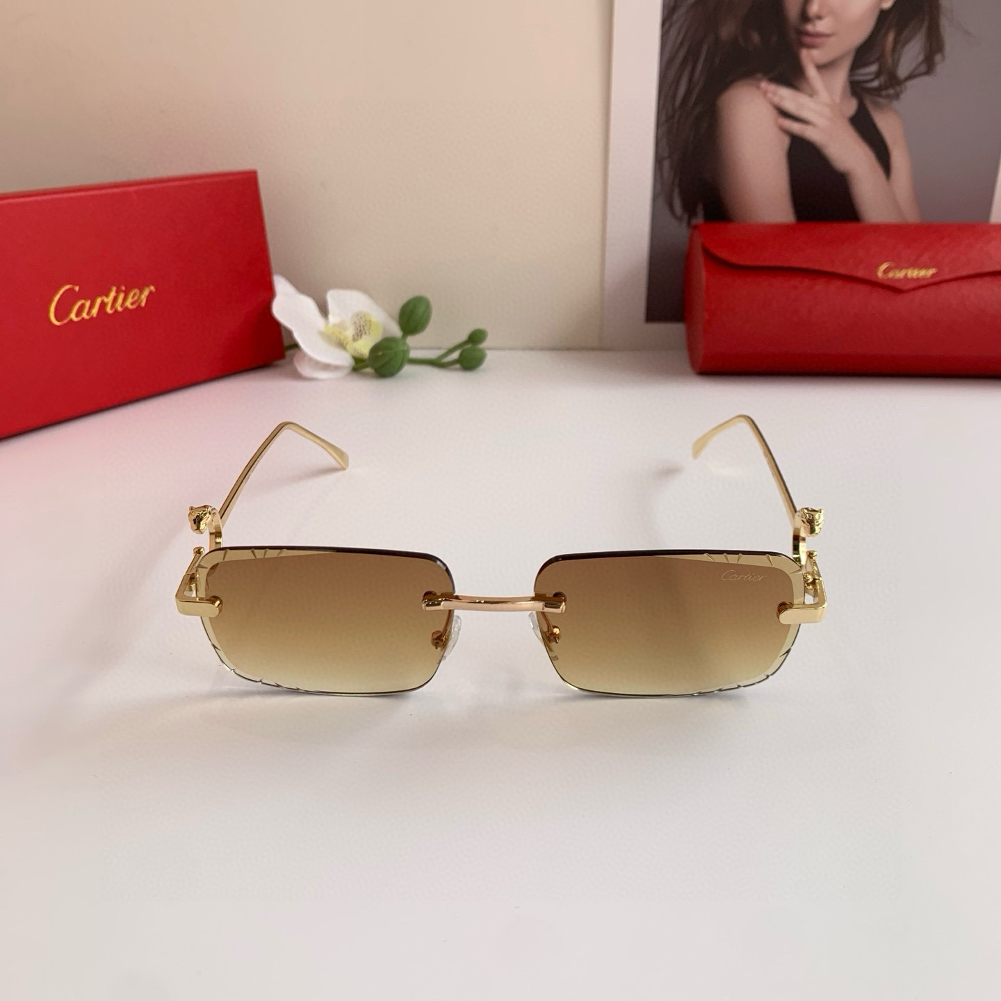 P280 Cartier’s new Cartier high-end box glasses, fashion-and-tide sunglasses driving outdoors - 图片 5