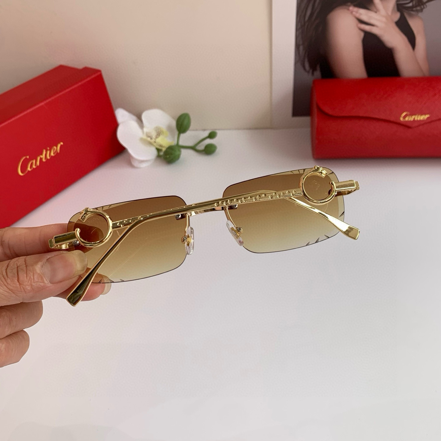 P280 Cartier’s new Cartier high-end box glasses, fashion-and-tide sunglasses driving outdoors - 图片 7