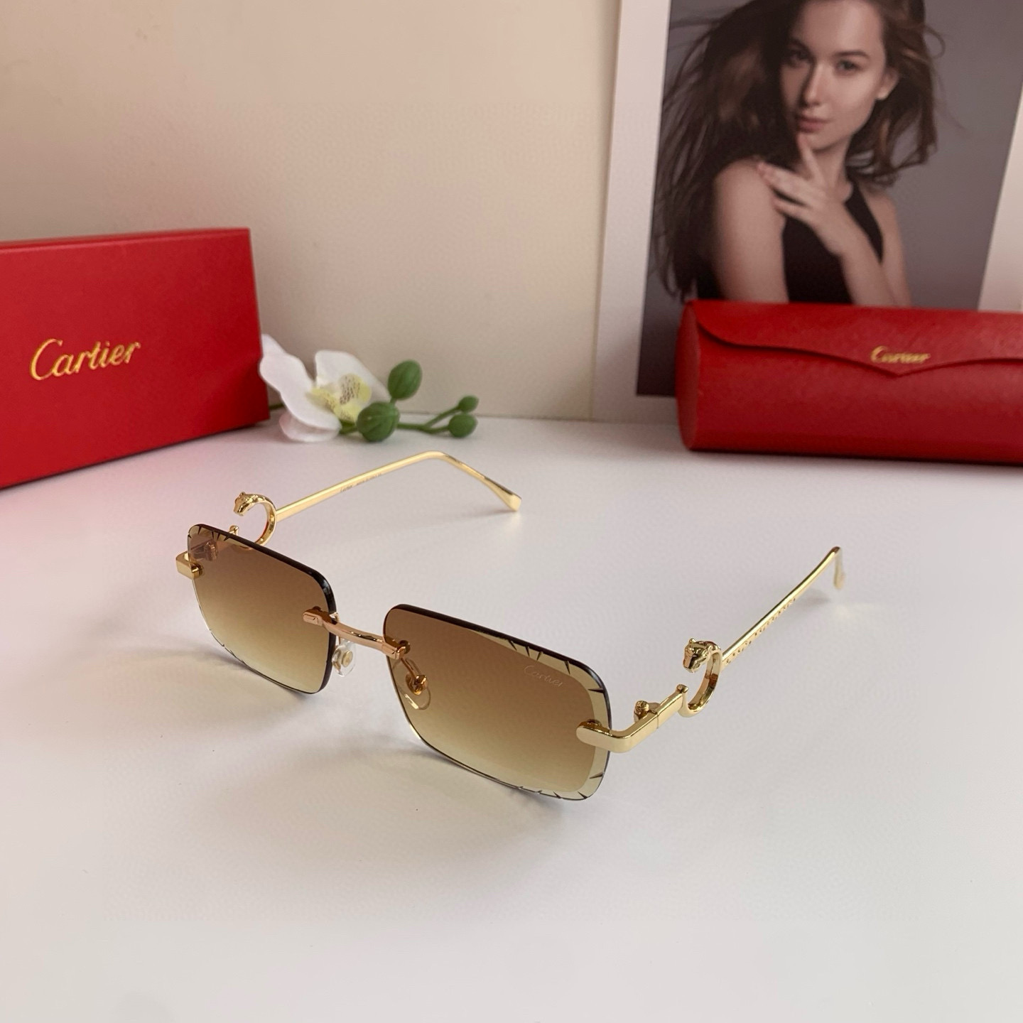 P280 Cartier’s new Cartier high-end box glasses, fashion-and-tide sunglasses driving outdoors - 图片 2