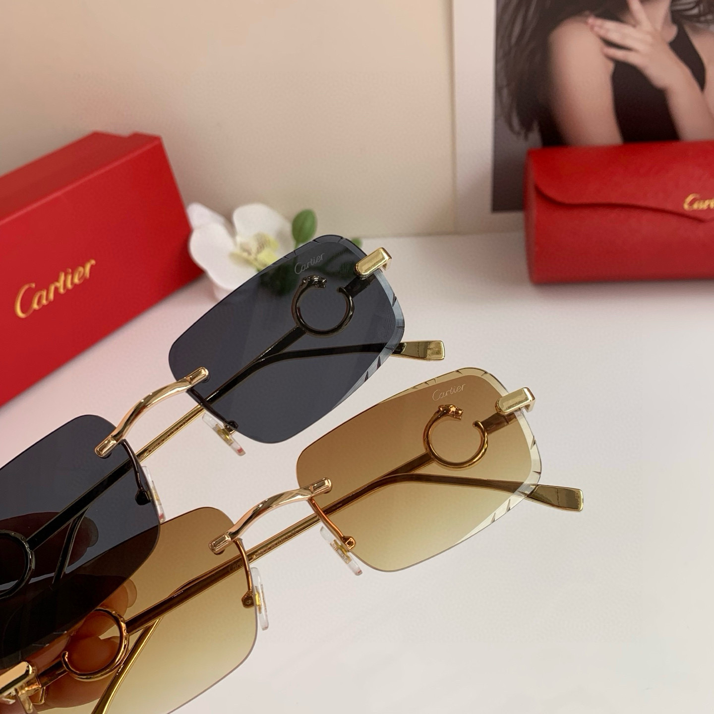 P280 Cartier’s new Cartier high-end box glasses, fashion-and-tide sunglasses driving outdoors - 图片 4