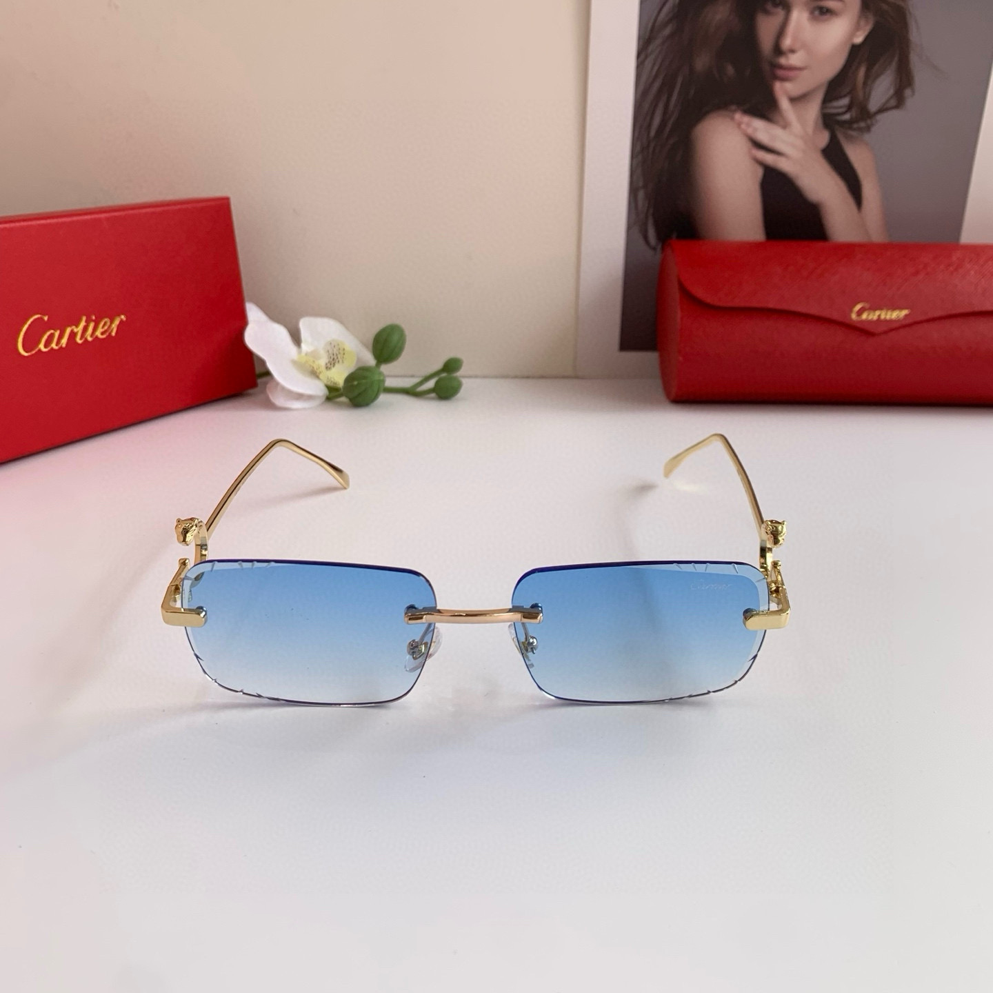 P280 Cartier’s new Cartier high-end box glasses, fashion-and-tide sunglasses driving outdoors - 图片 4