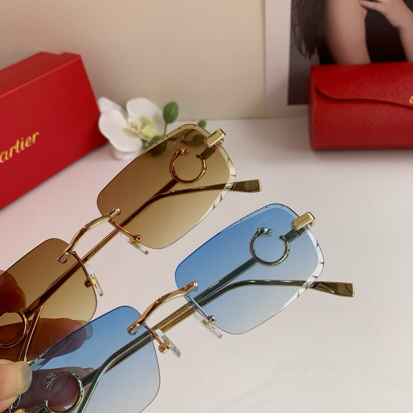 P280 Cartier’s new Cartier high-end box glasses, fashion-and-tide sunglasses driving outdoors - 图片 6