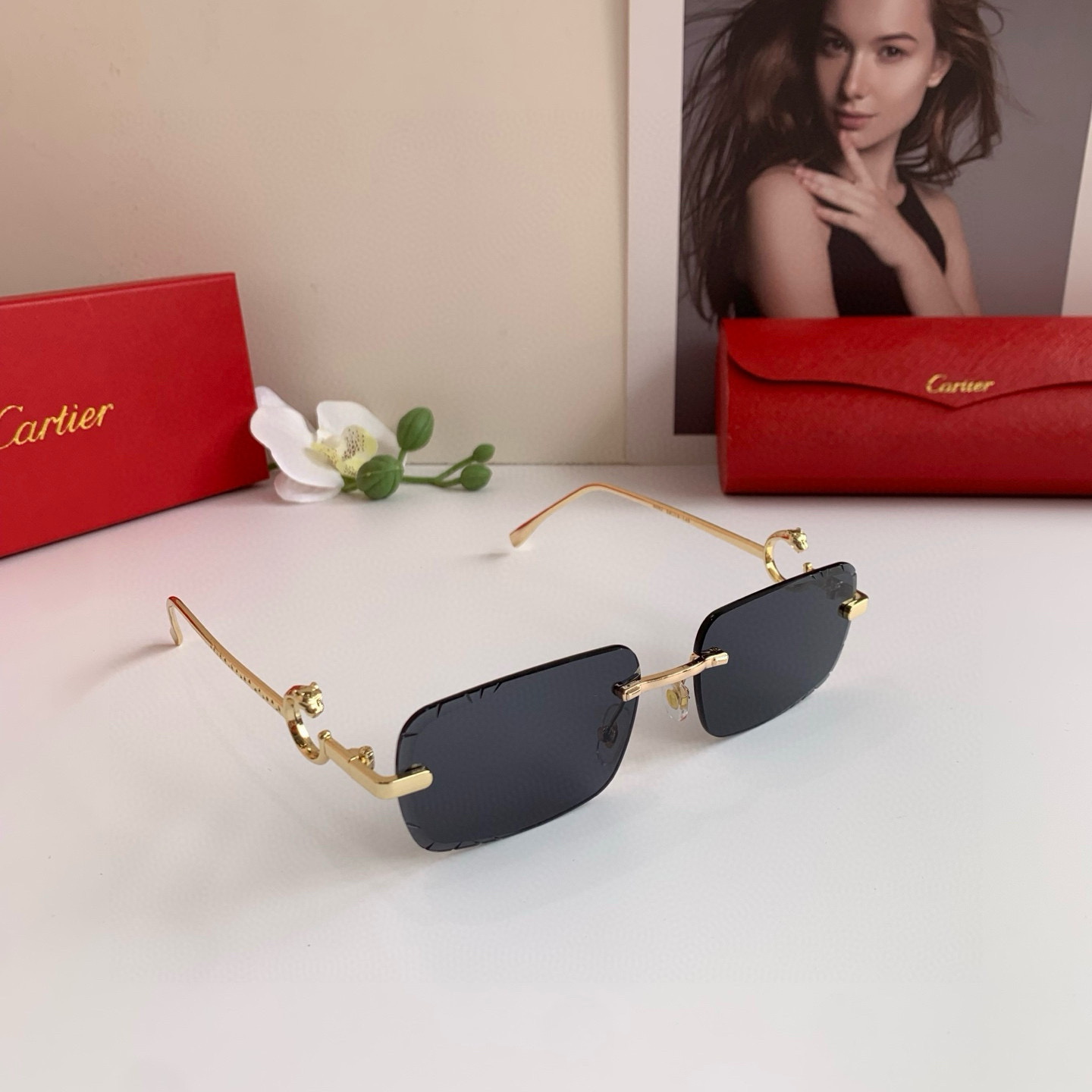 P280 Cartier’s new Cartier high-end box glasses, fashion-and-tide sunglasses driving outdoors - 图片 1