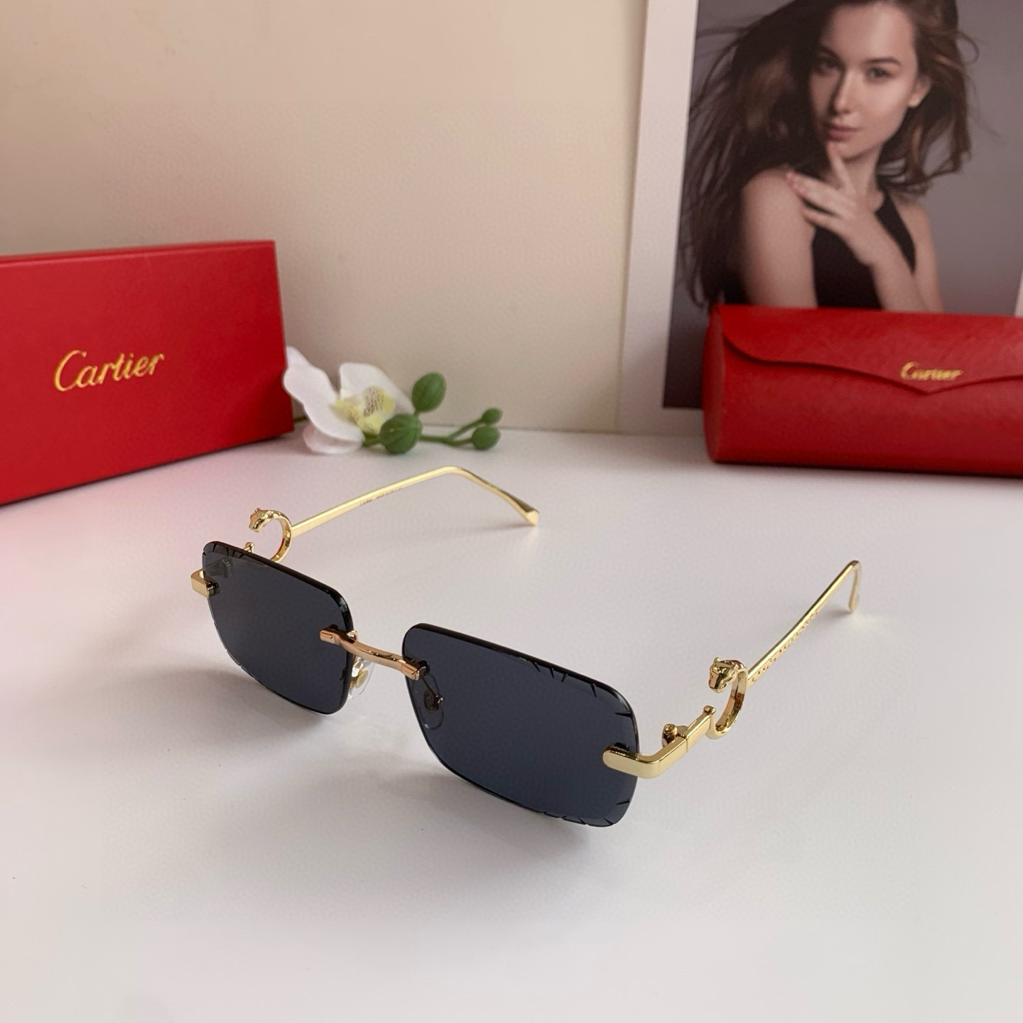 P280 Cartier’s new Cartier high-end box glasses, fashion-and-tide sunglasses driving outdoors - 图片 2