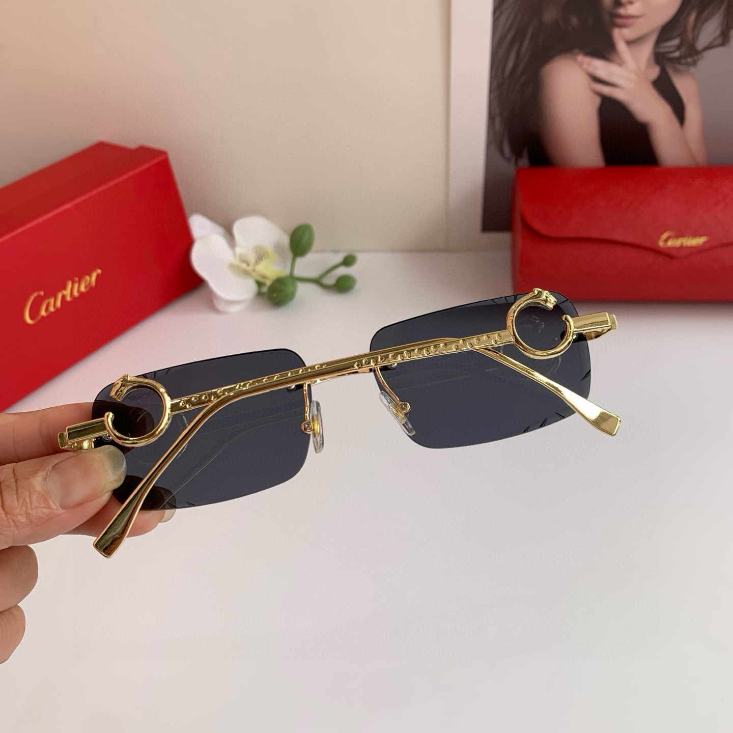 P280 Cartier’s new Cartier high-end box glasses, fashion-and-tide sunglasses driving outdoors - 图片 6